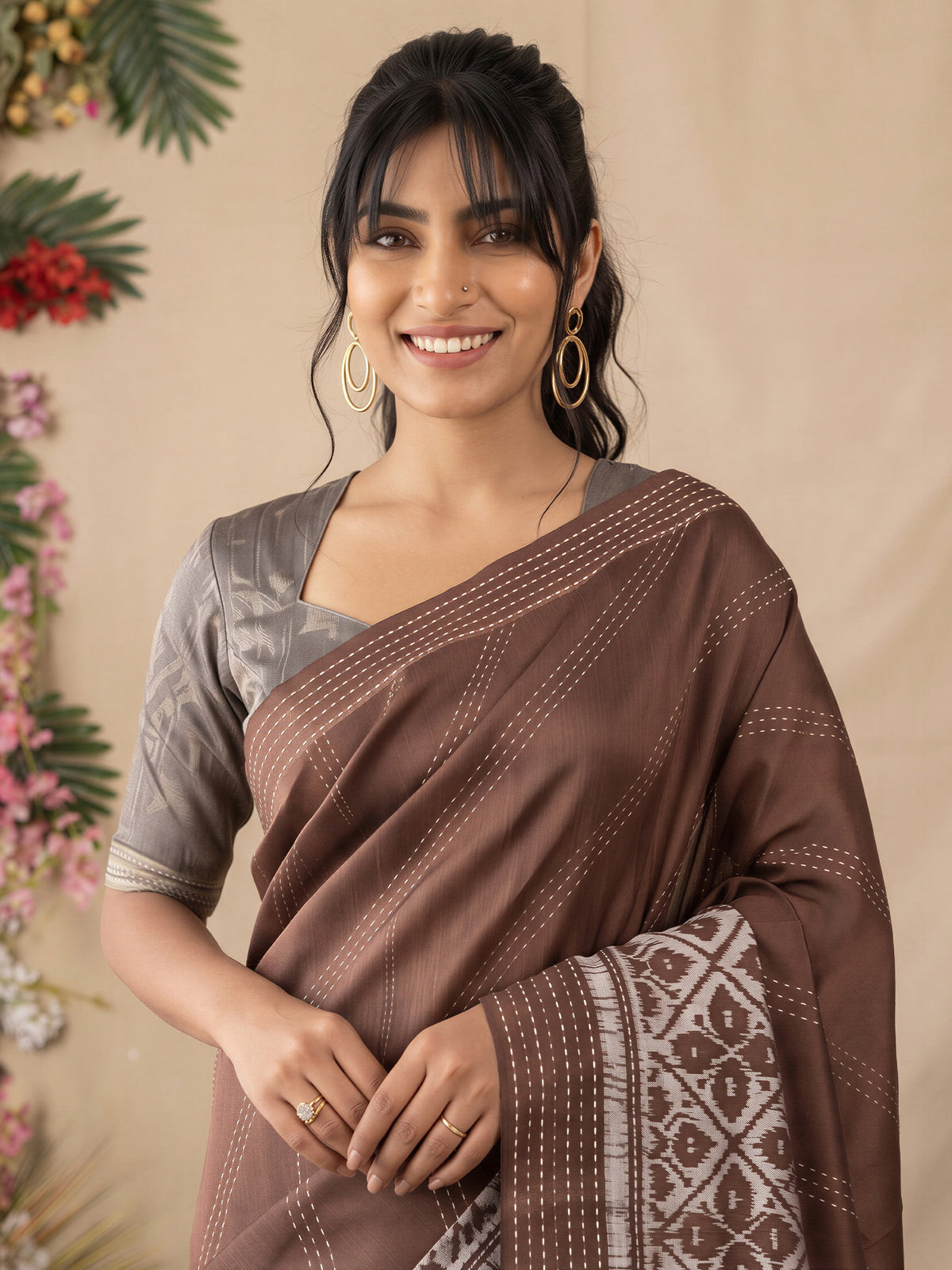 Brown Silk Cotton saree – detail view 4