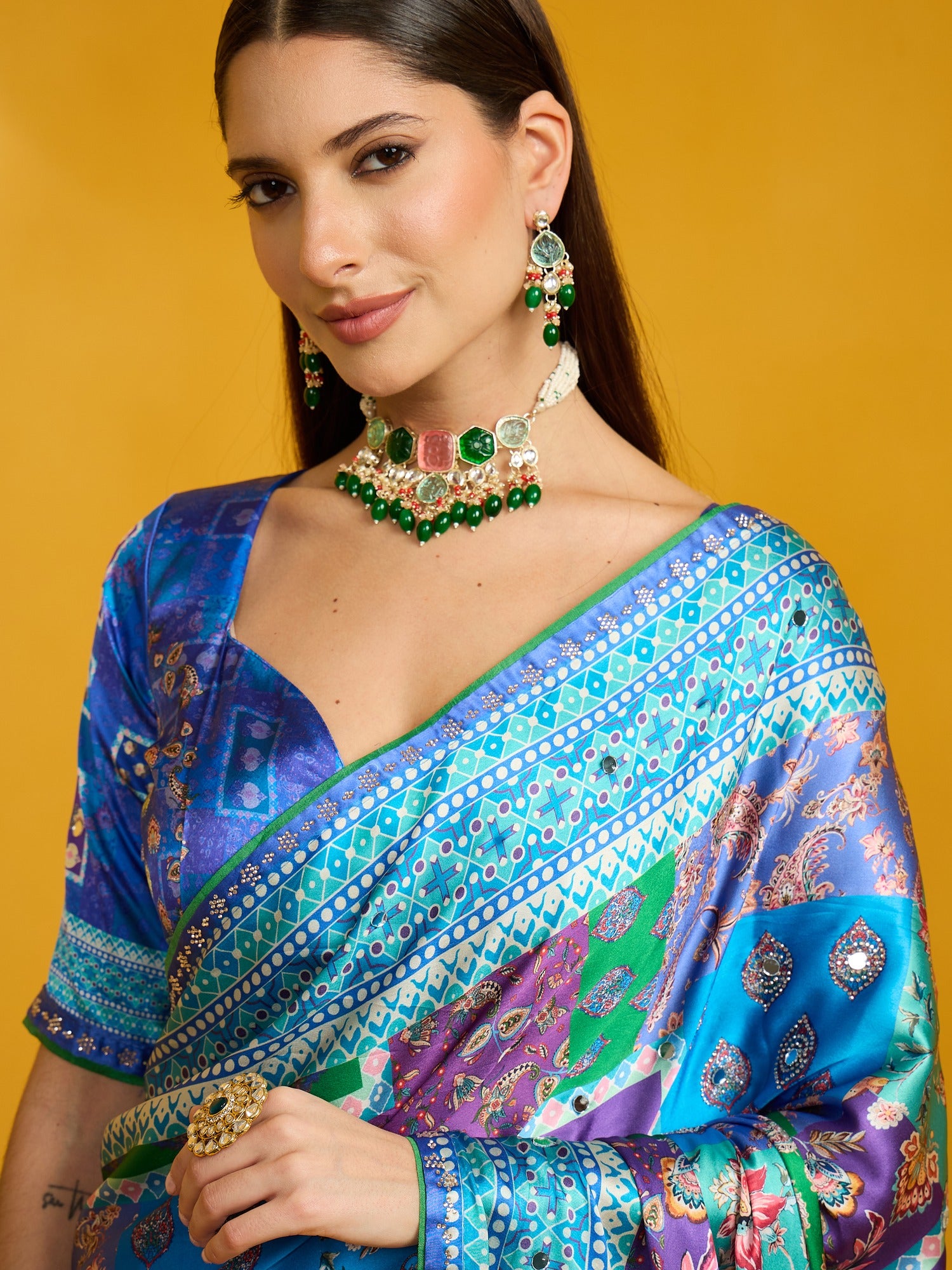 Light Blue Silk Blend saree – detail view 3