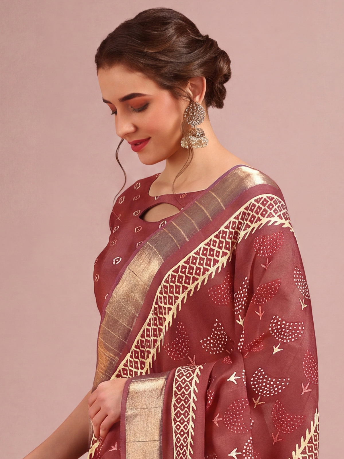 Rust Cotton Silk saree – detail view 4