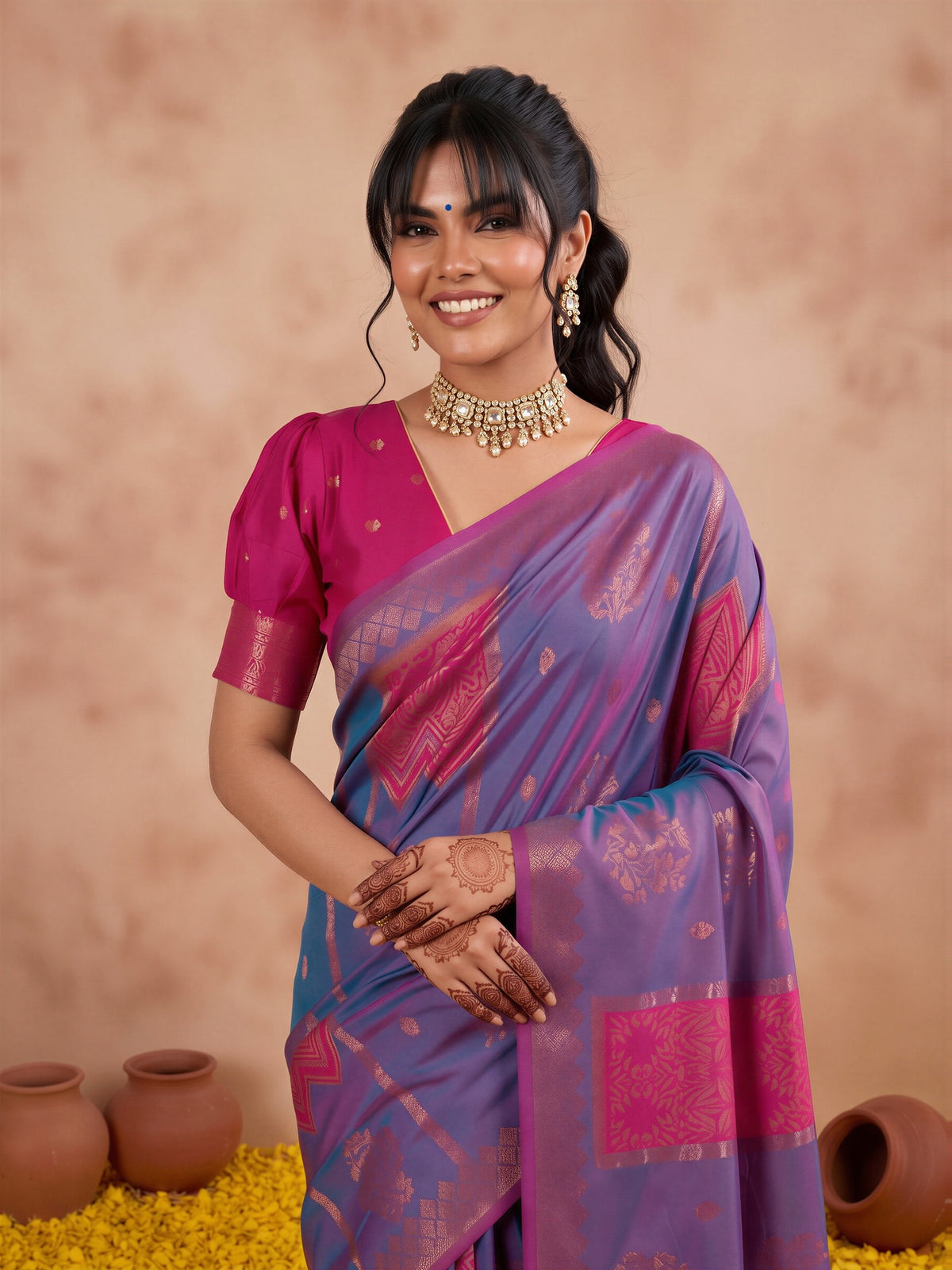 Blue Silk saree – detail view 4