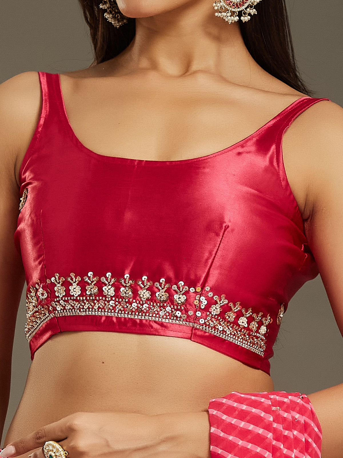 Pink Georgette saree – detail view 6