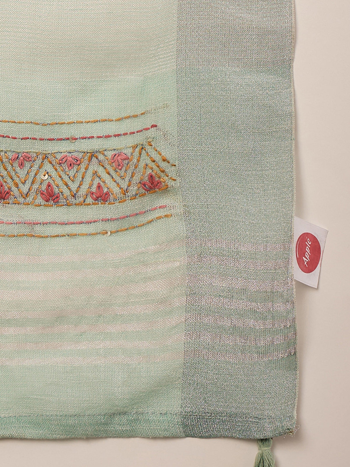 Light Blue linen blend saree view 7