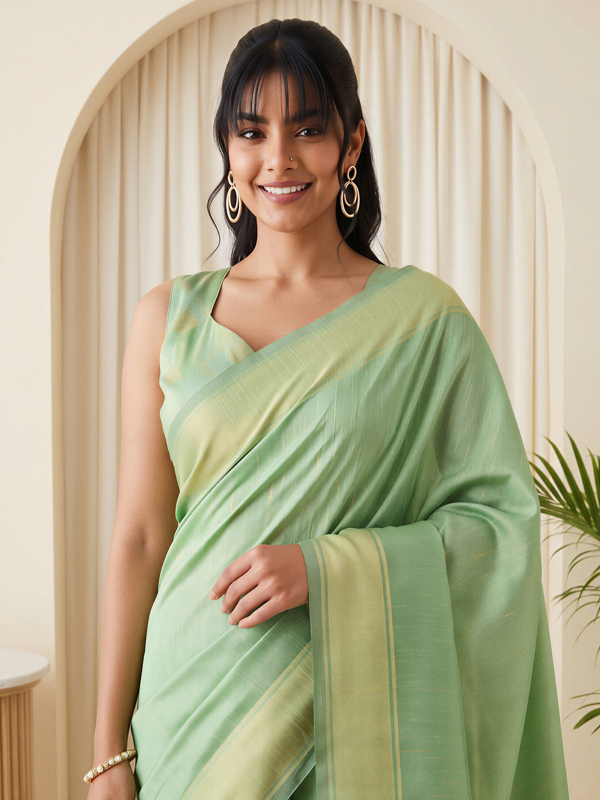 Light Green Bhagalpuri Silk saree – detail view 4
