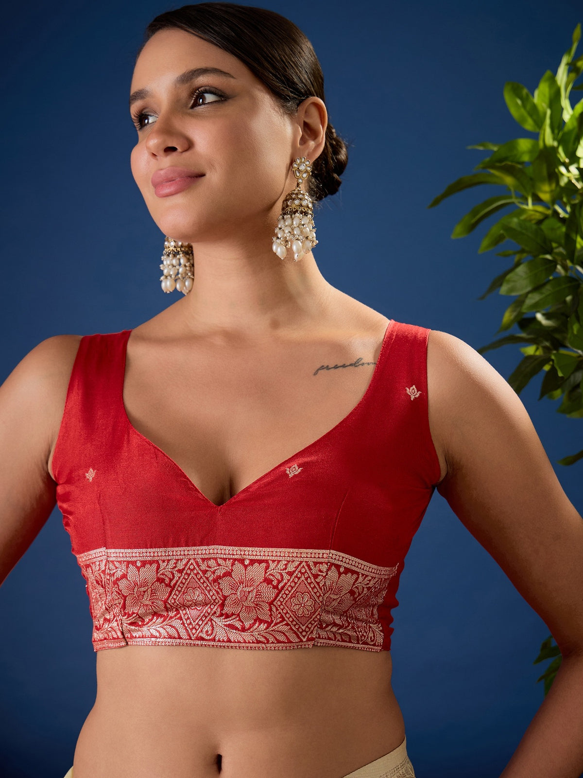 Cream Dola Silk saree – detail view 1