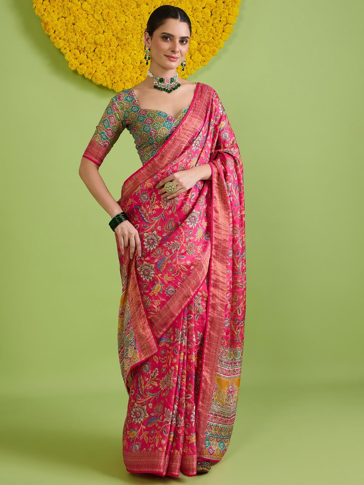 Pink Tussar Silk saree – detail view 4