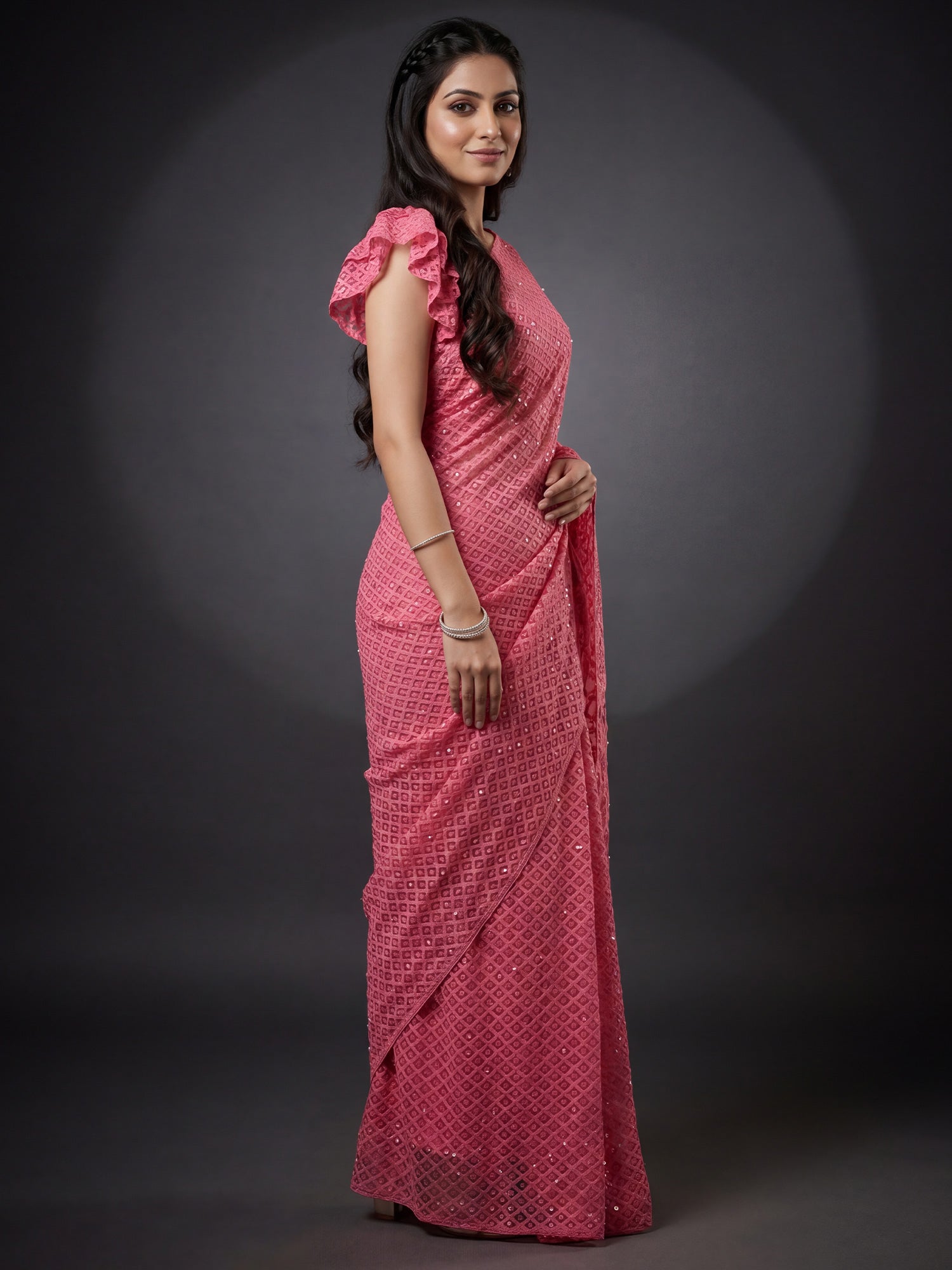 Pink Brasso saree – detail view 2
