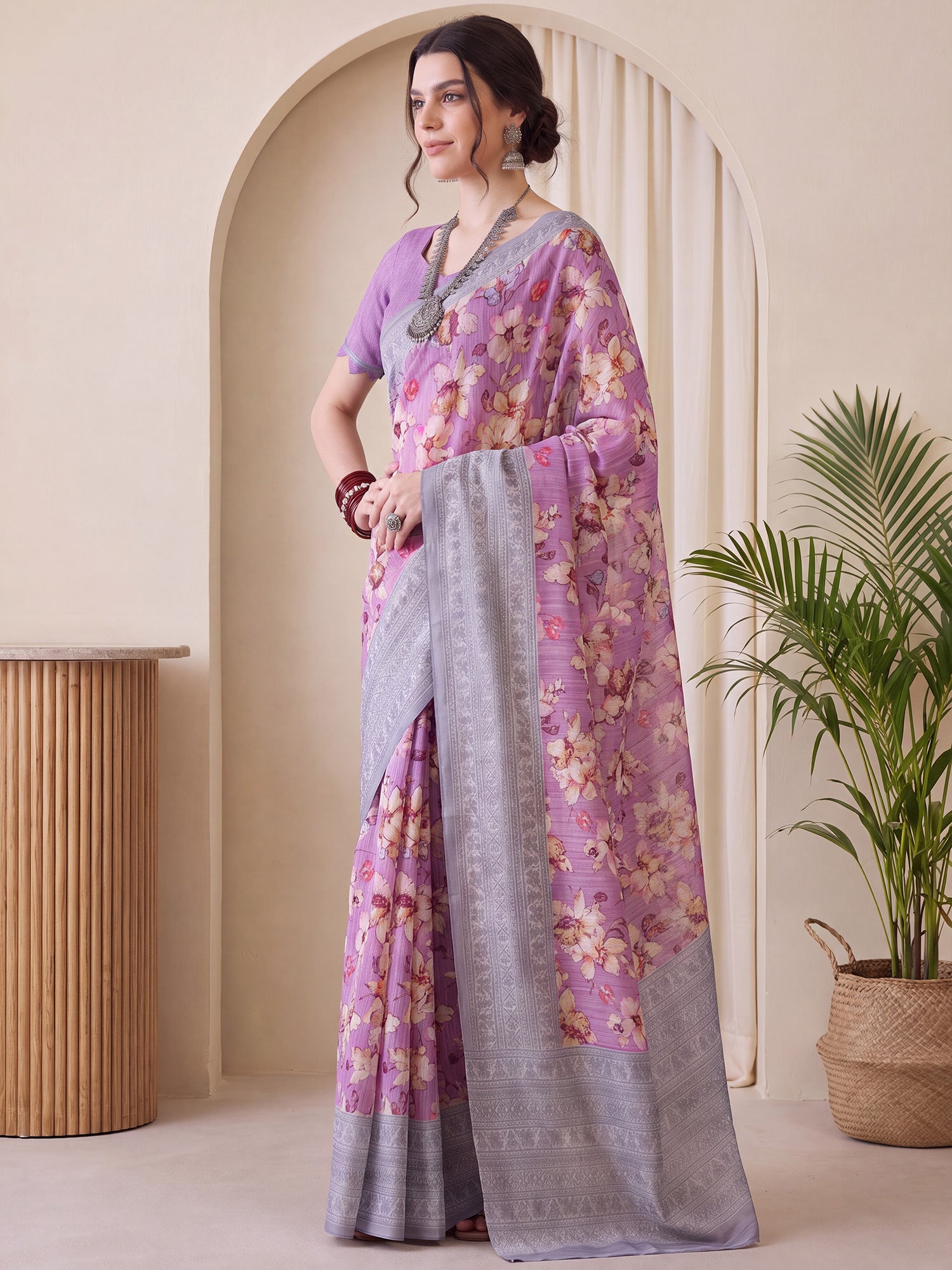 Lavender Silk Blend saree – detail view 2