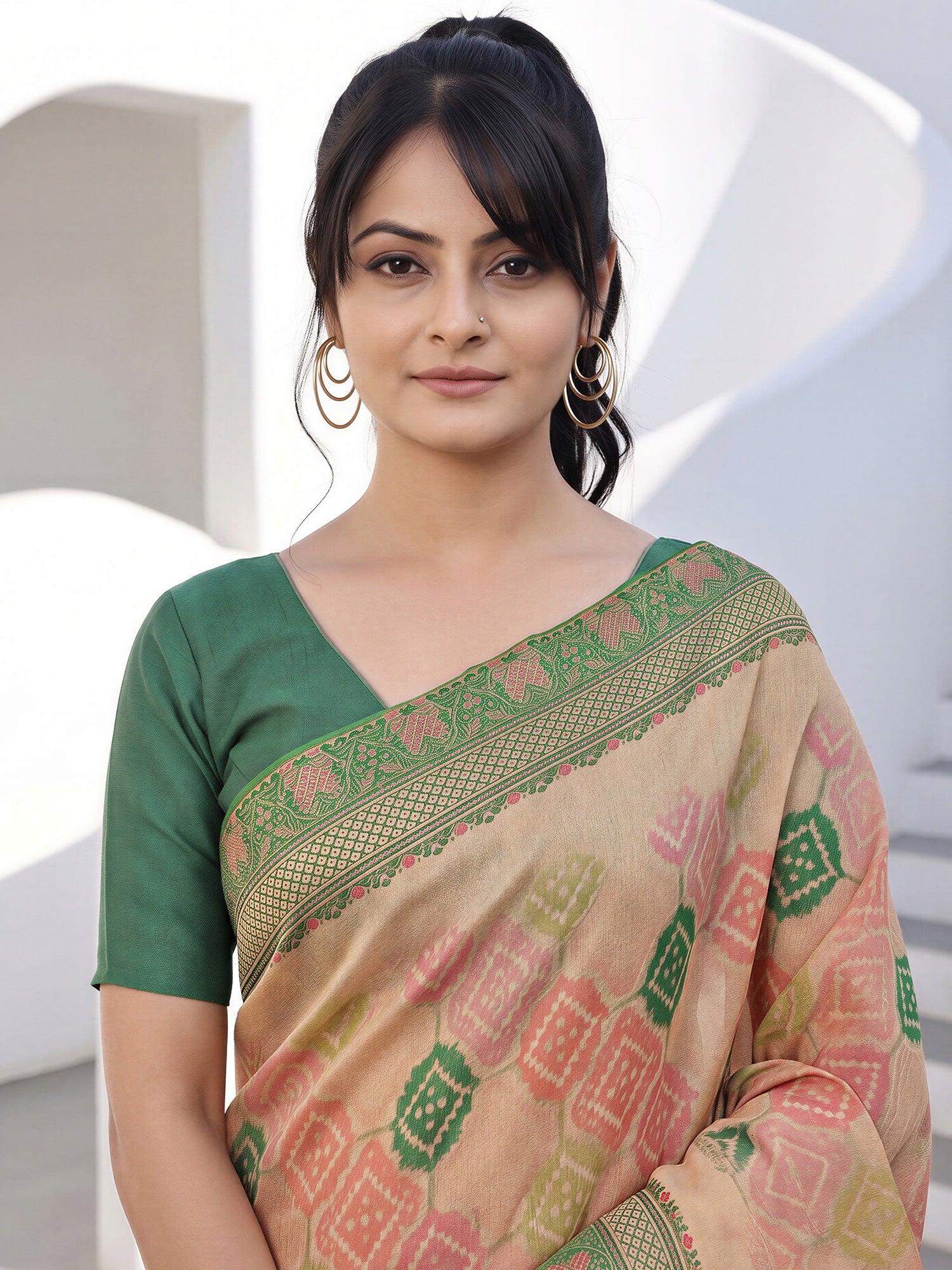 Light Brown Cotton Silk saree – detail view 4