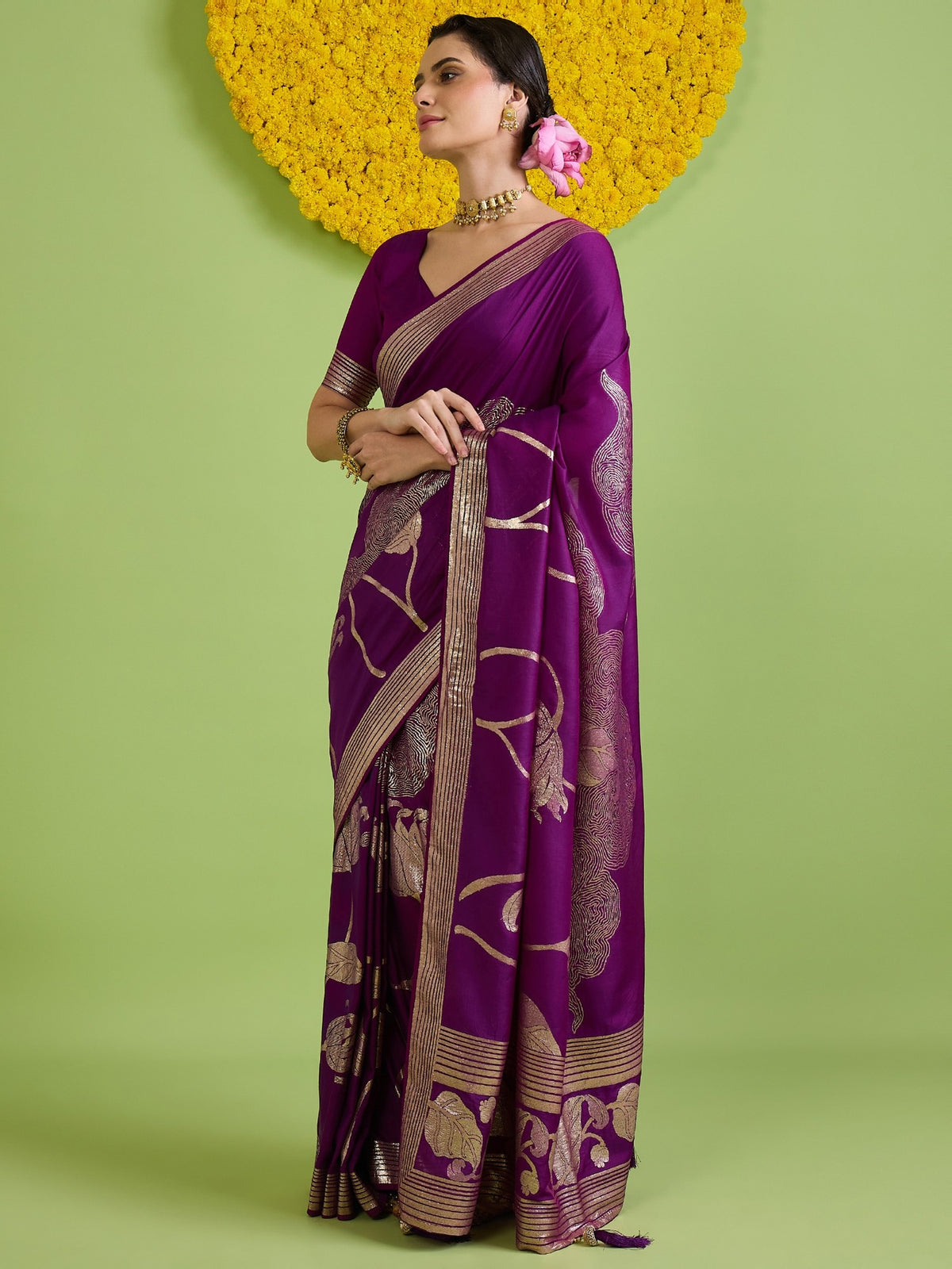 Purple Silk Blend saree – detail view 2