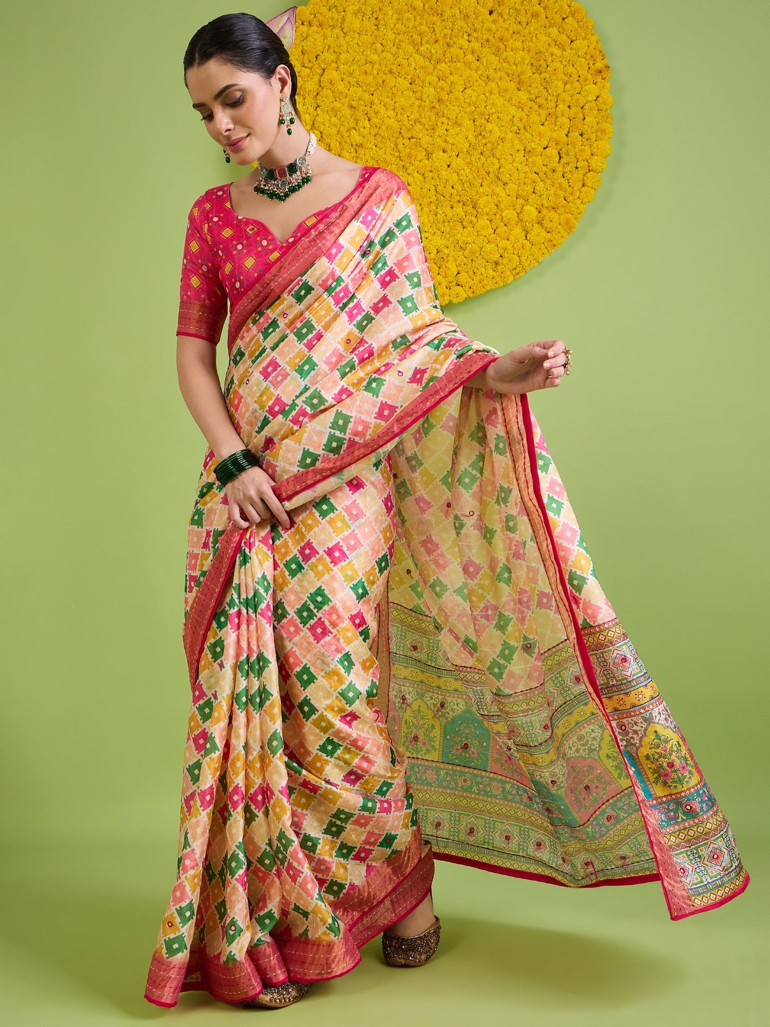 Beige Tussar Silk saree – detail view 5