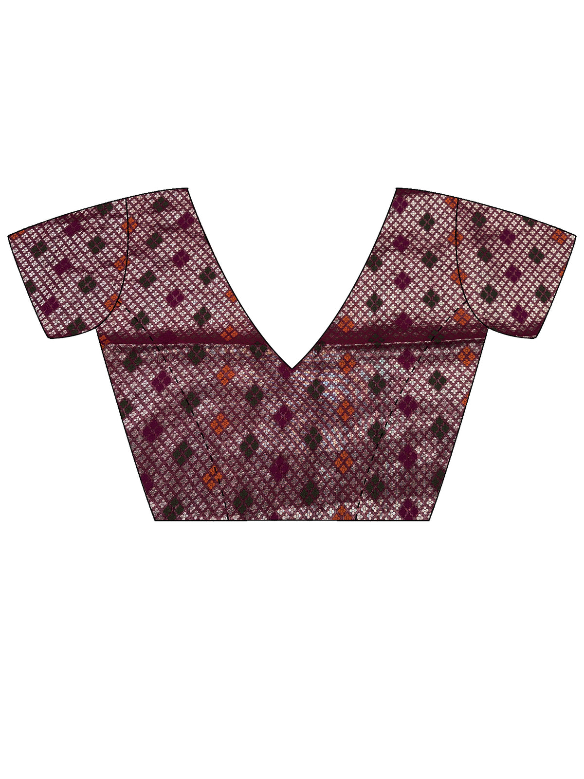 Unstitched magenta  blouse piece with woven design design