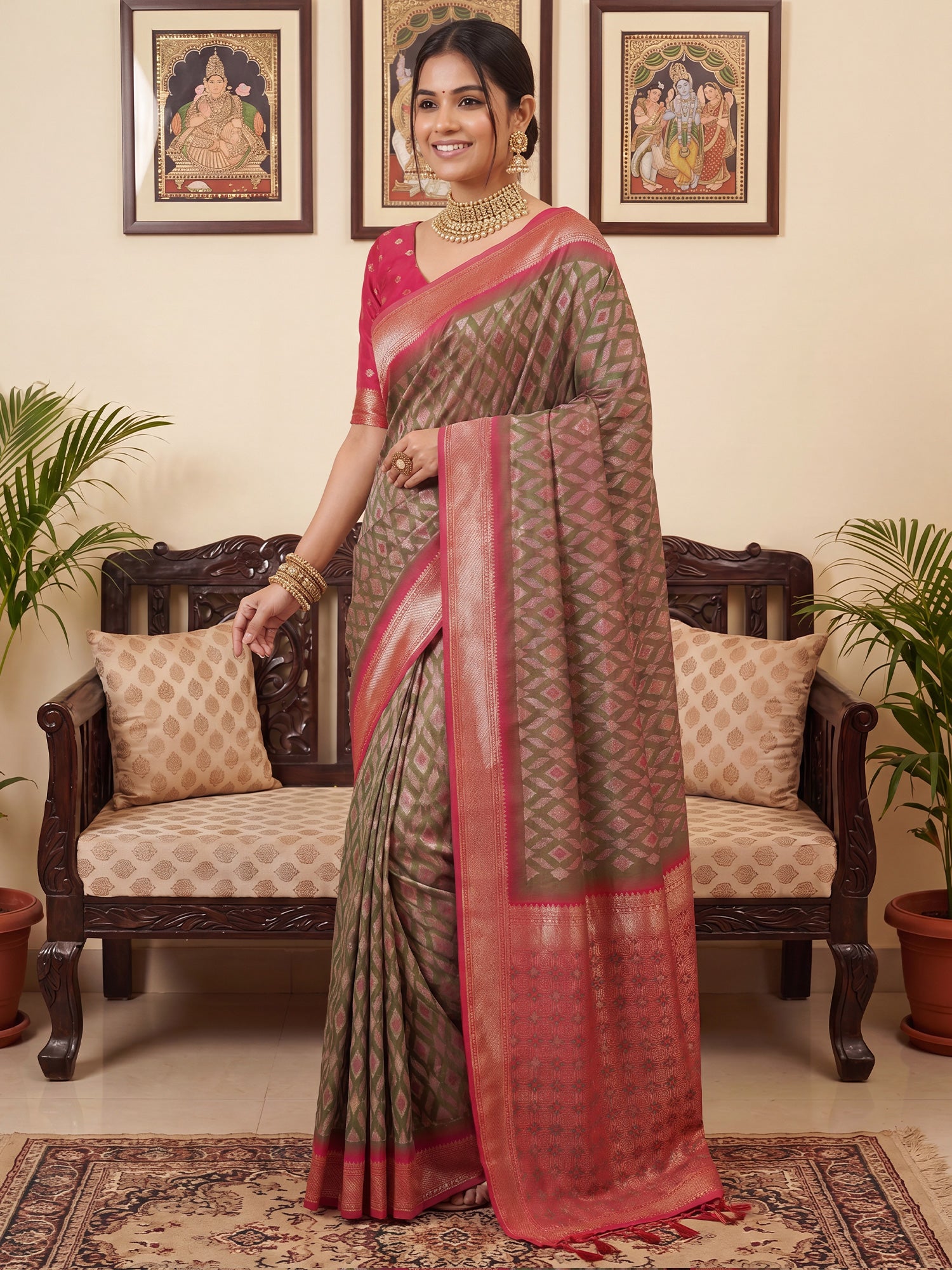 Light Green Silk Blend saree – detail view 3