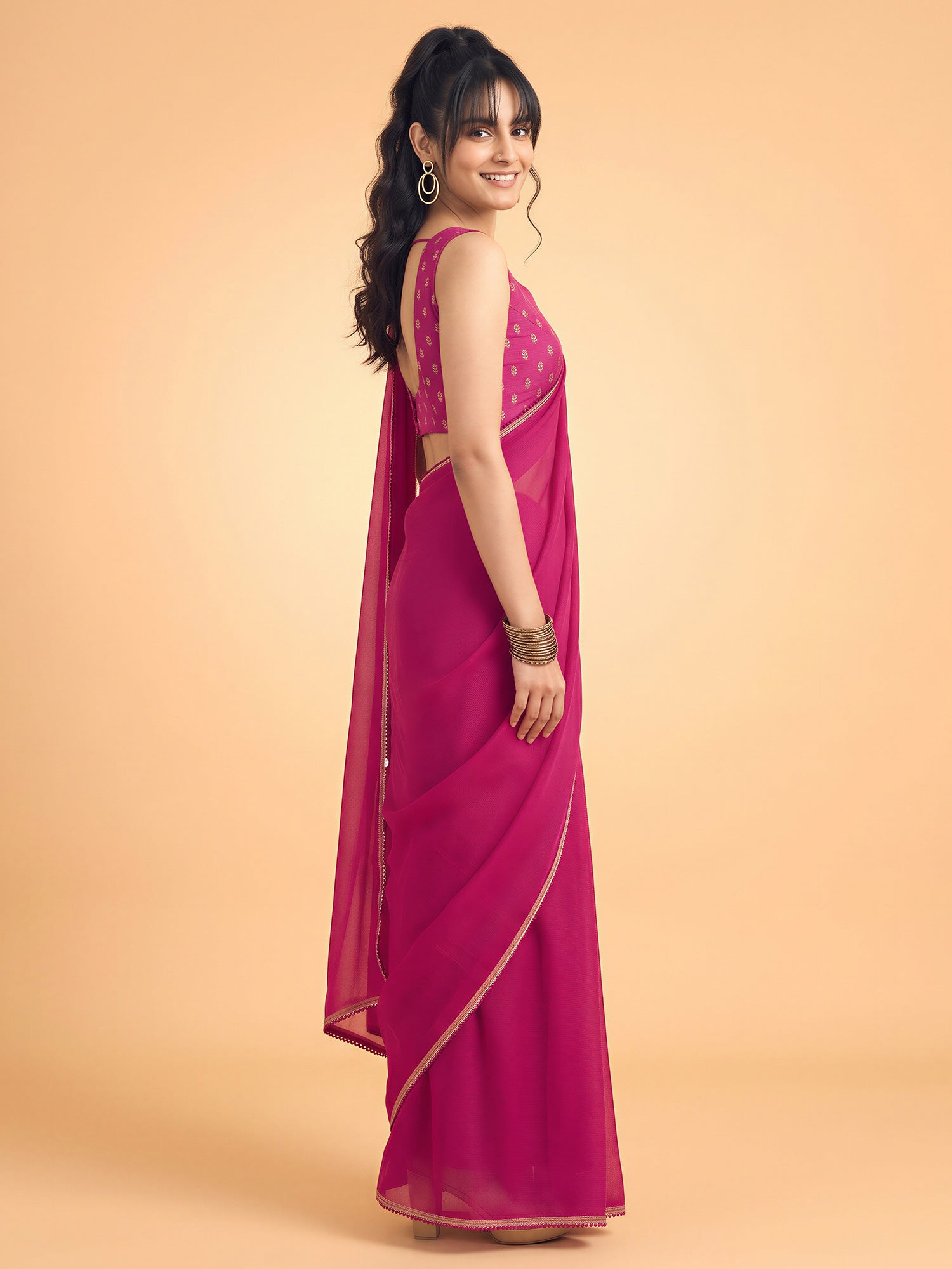 Pink Silk saree – detail view 2