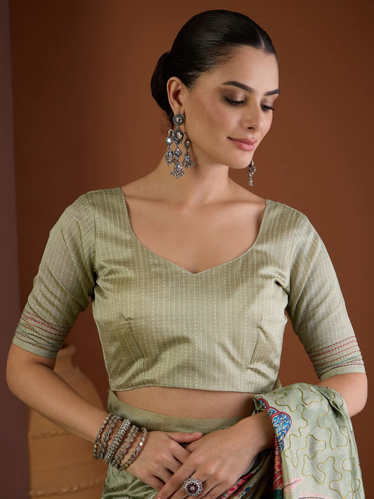 Sea Green art silk saree view 1