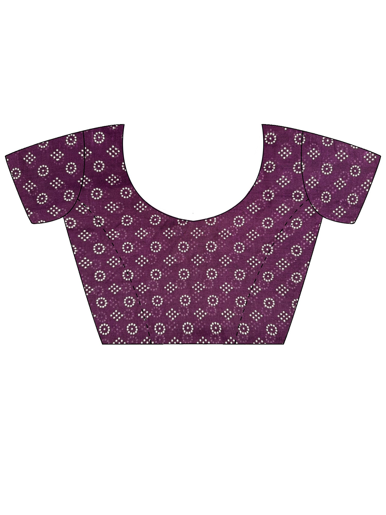 Unstitched wine linen blouse piece with bandhani design