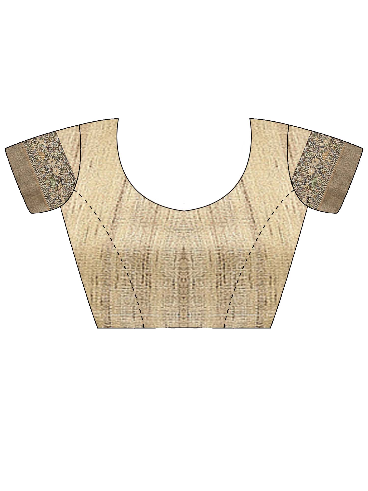 Unstitched beige satin silk blouse piece with solid design