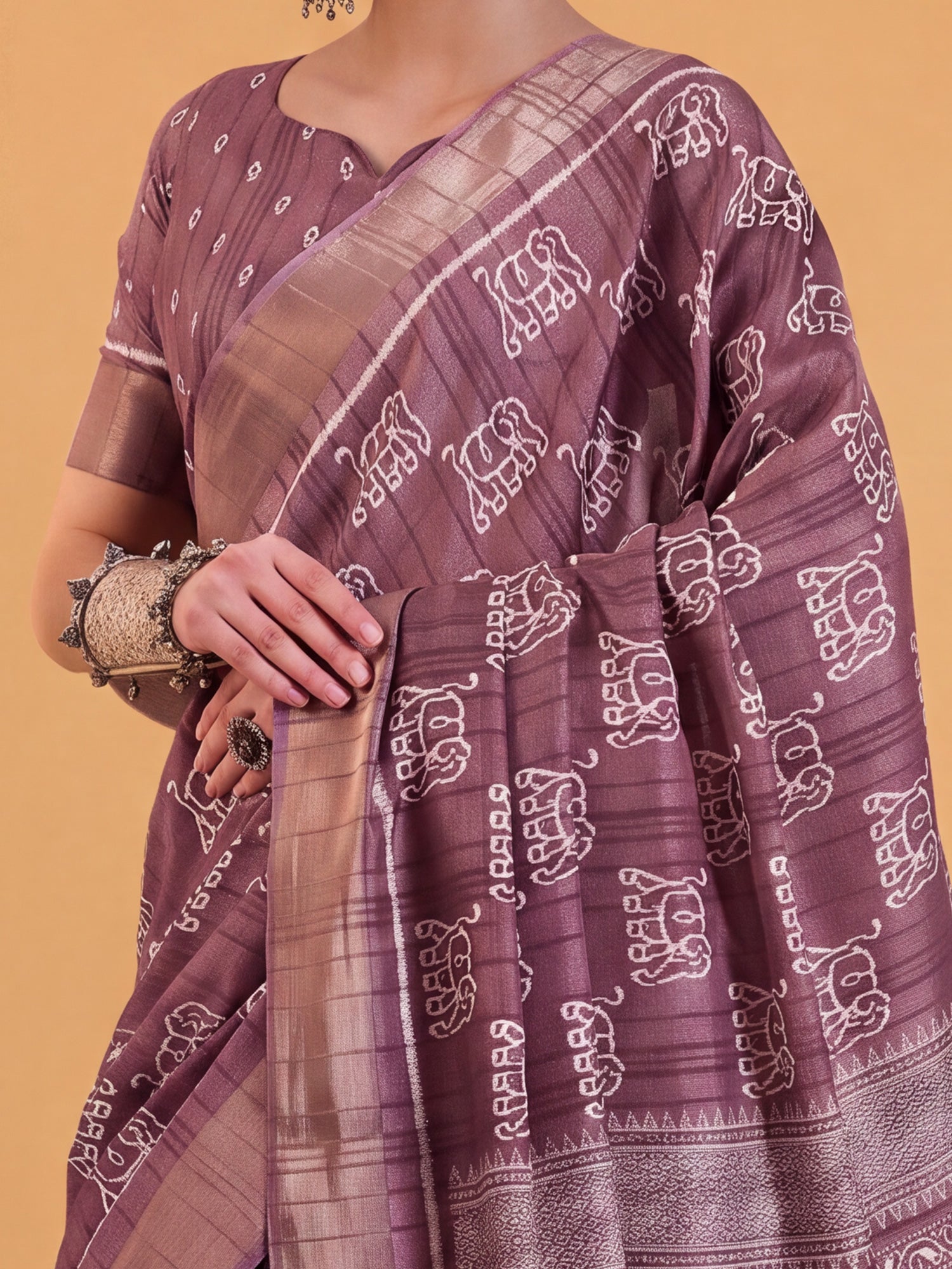 Mauve Silk Blend saree – detail view 4