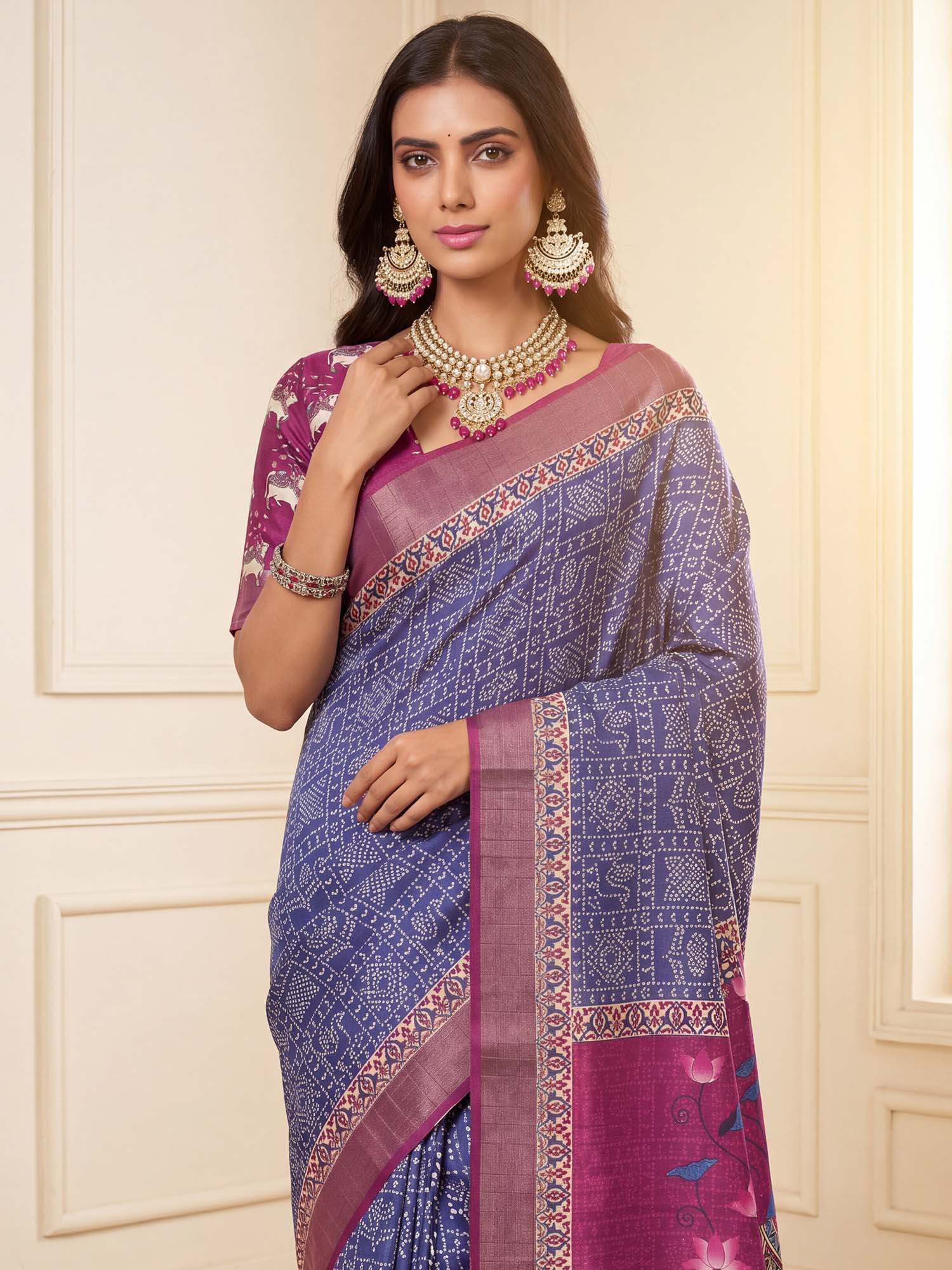 Blue Silk Blend saree – detail view 4