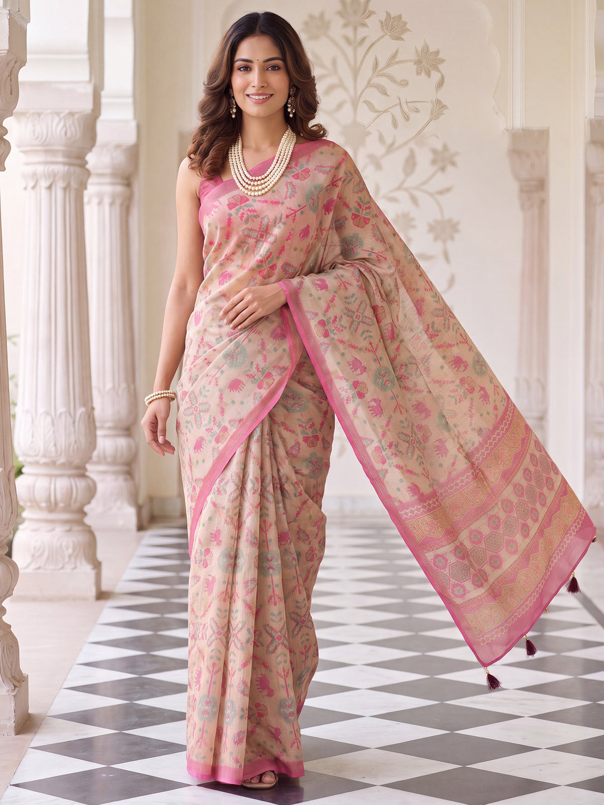 Beige Cotton Silk saree – detail view 3