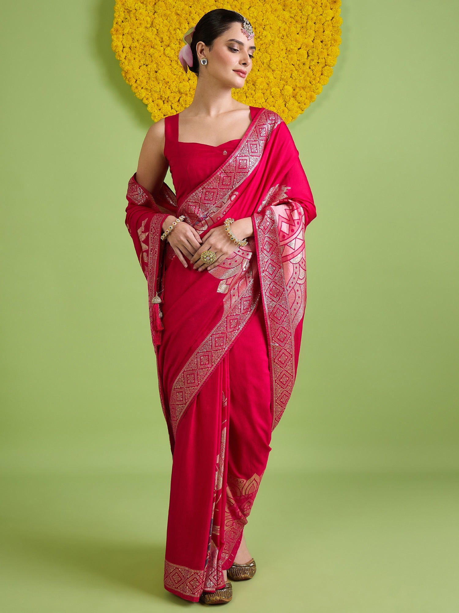 Pink Silk Blend saree – detail view 3