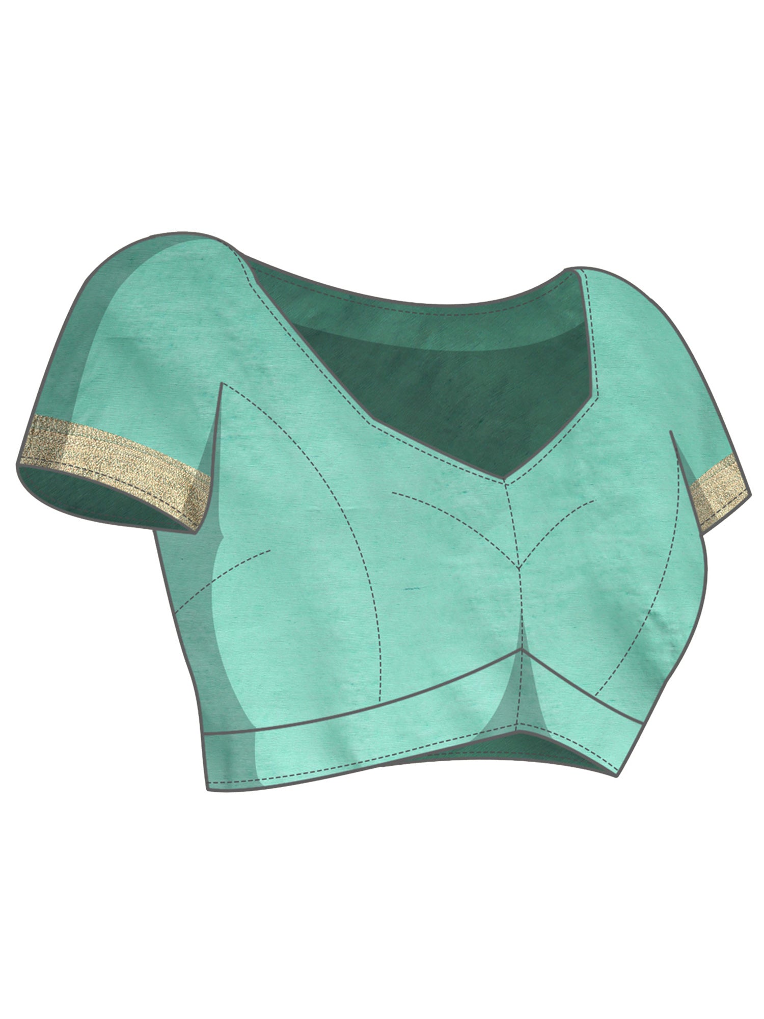 Unstitched teal green silk blend blouse piece with solid design