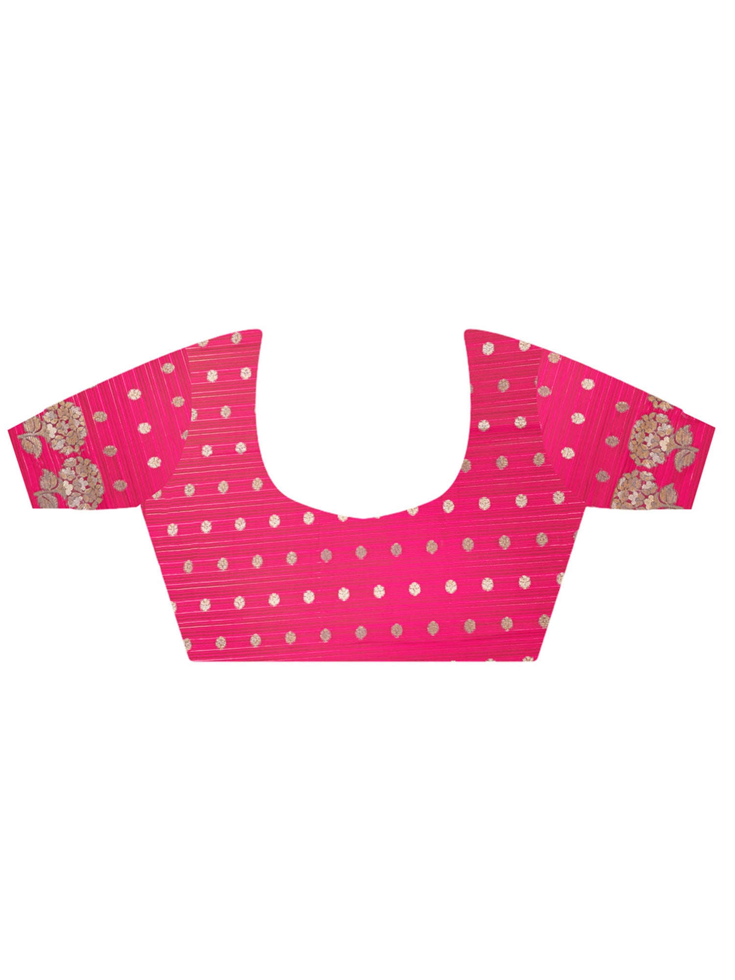 Unstitched pink satin silk blouse piece with zari butta design