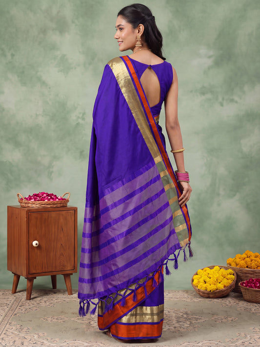 Blue Aura Silk saree – detail view 1