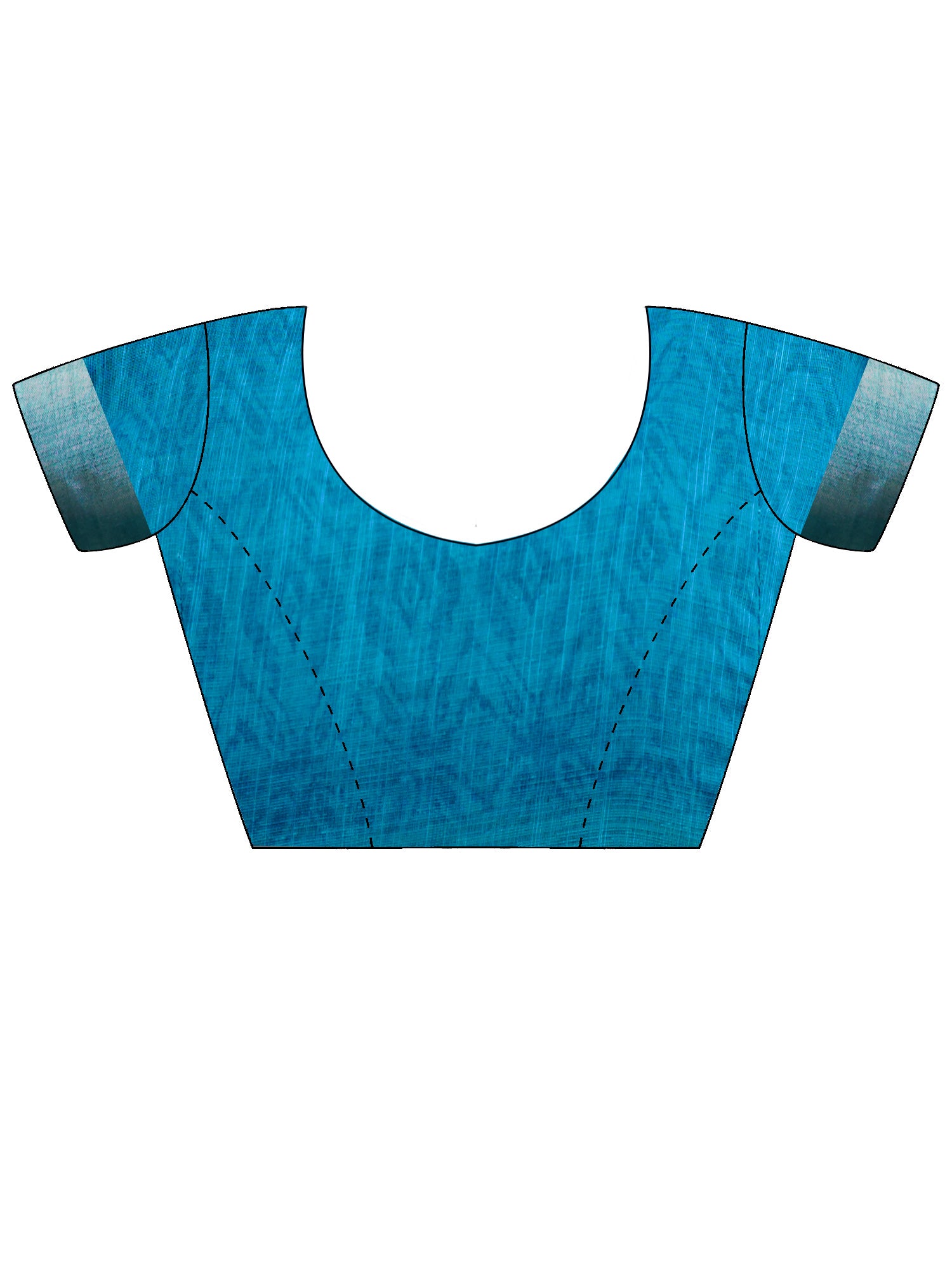 Unstitched blue cotton linen blouse piece with ethnic motif design