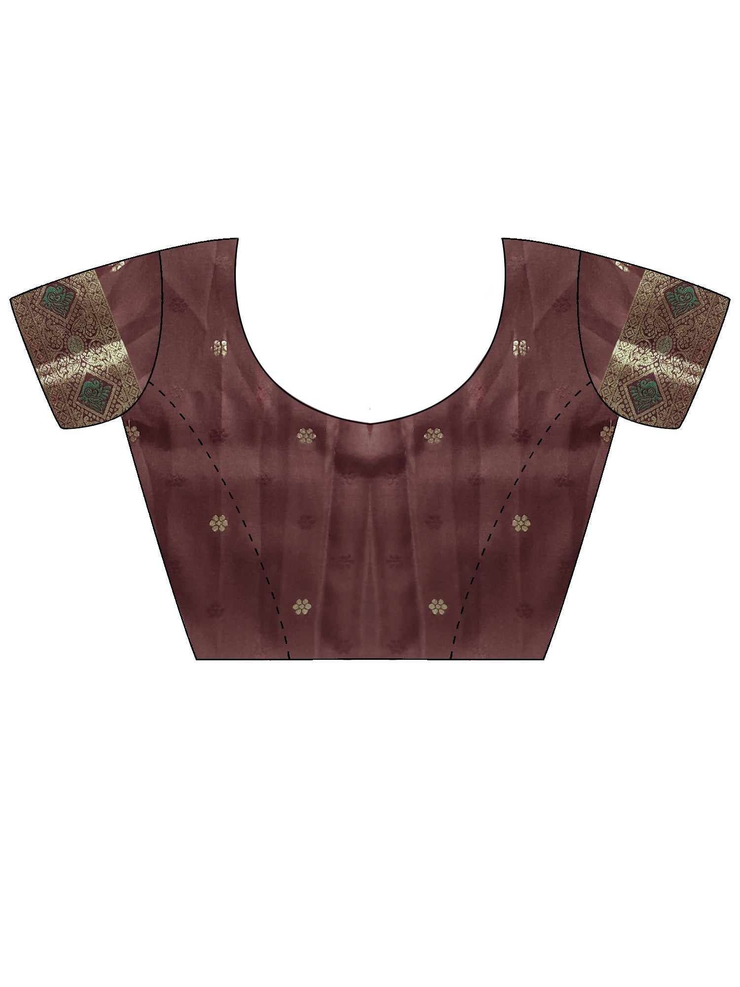 Unstitched wine jacquard blouse piece with zari butta design
