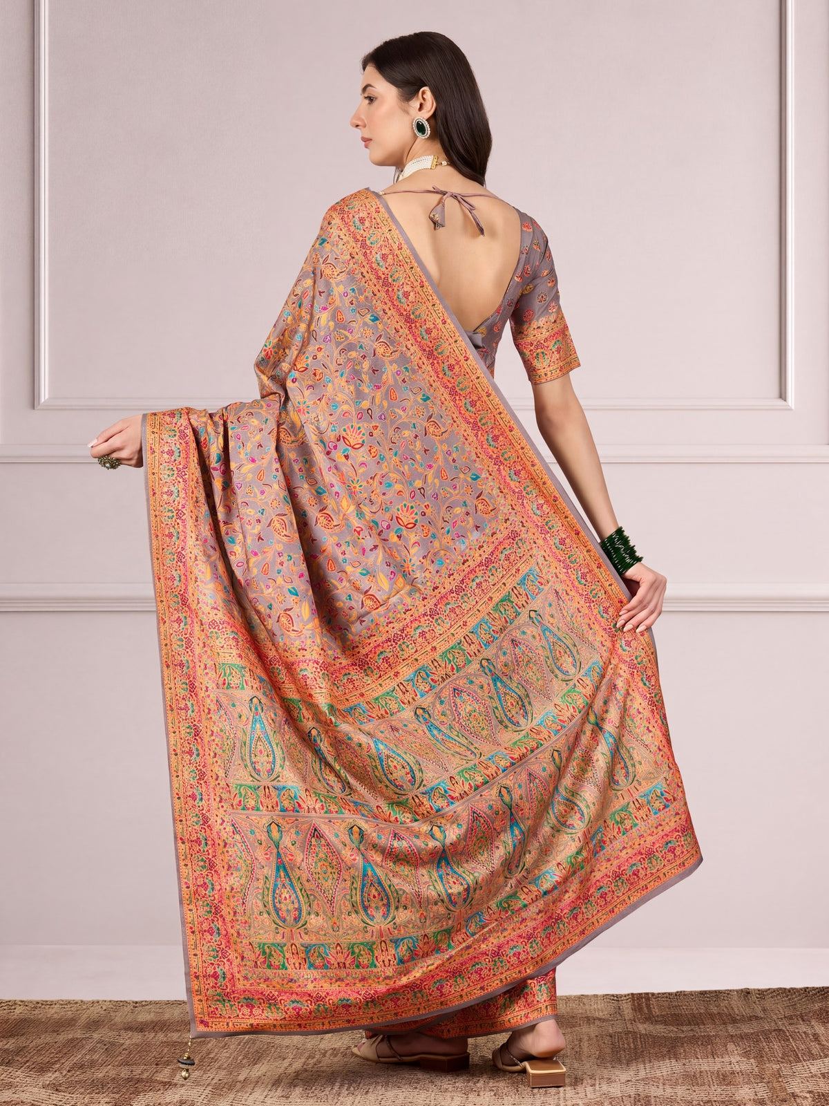 Light Brown Dola Silk saree – detail view 1