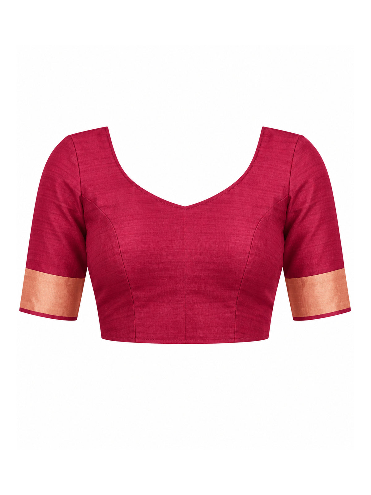 Unstitched maroon soft silk blouse piece with solid design