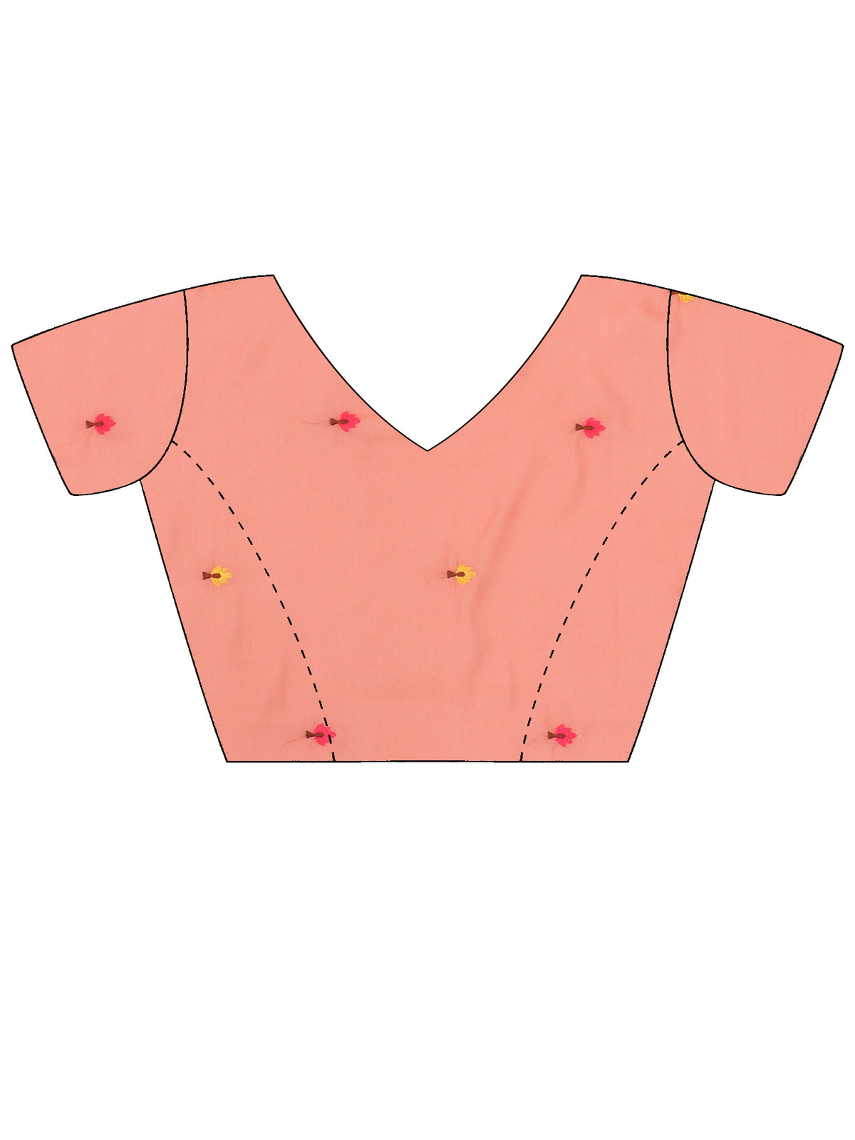 Unstitched peach georgette blouse piece with embroidered design