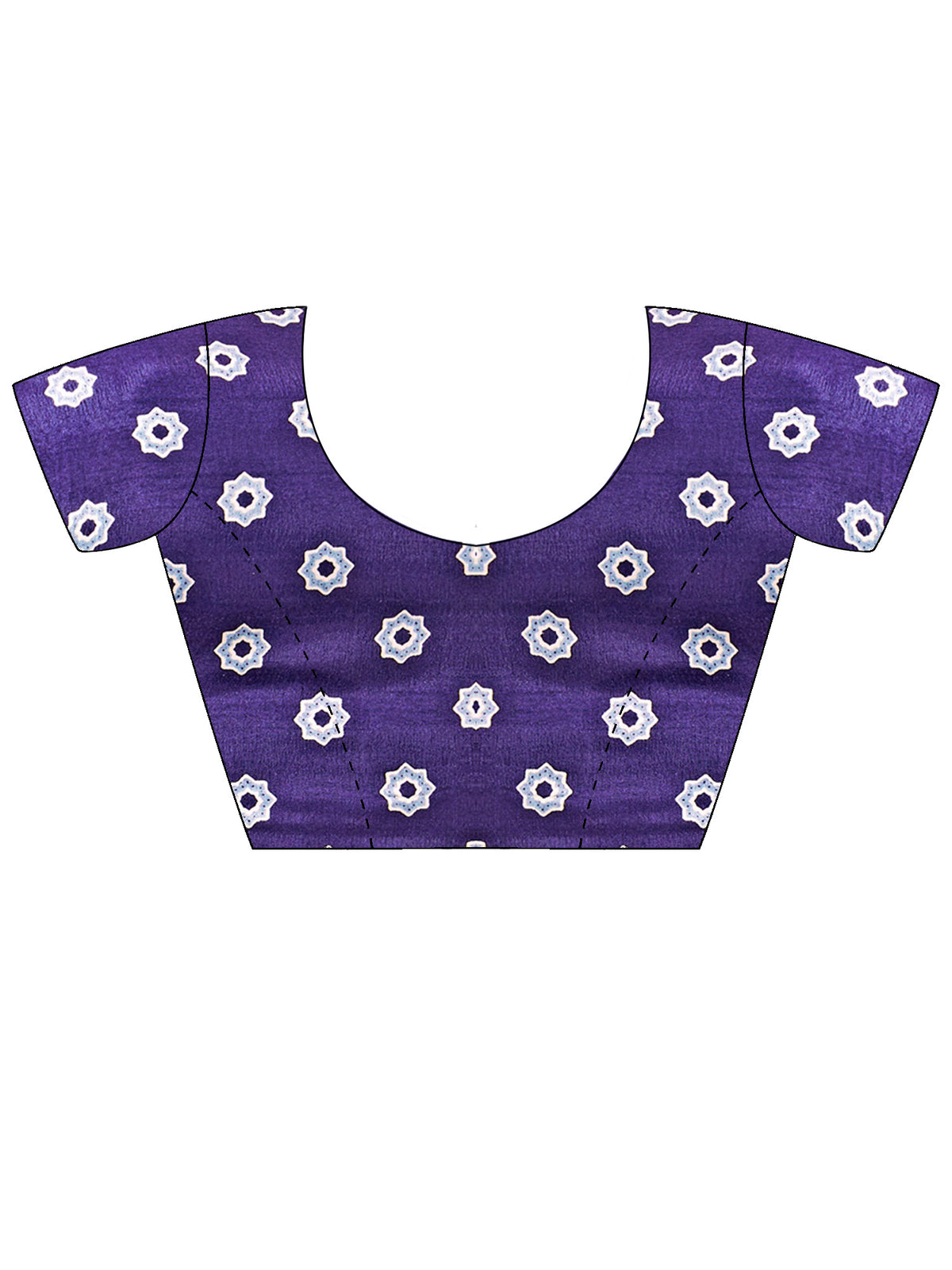 Unstitched purple dola silk blouse piece with ethnic motif design