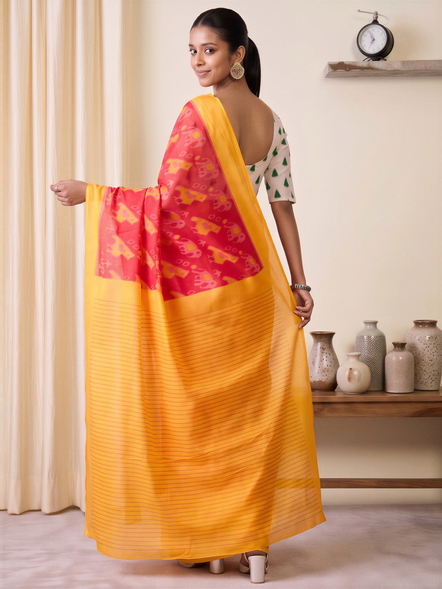 Pink Cotton Blend saree – detail view 1
