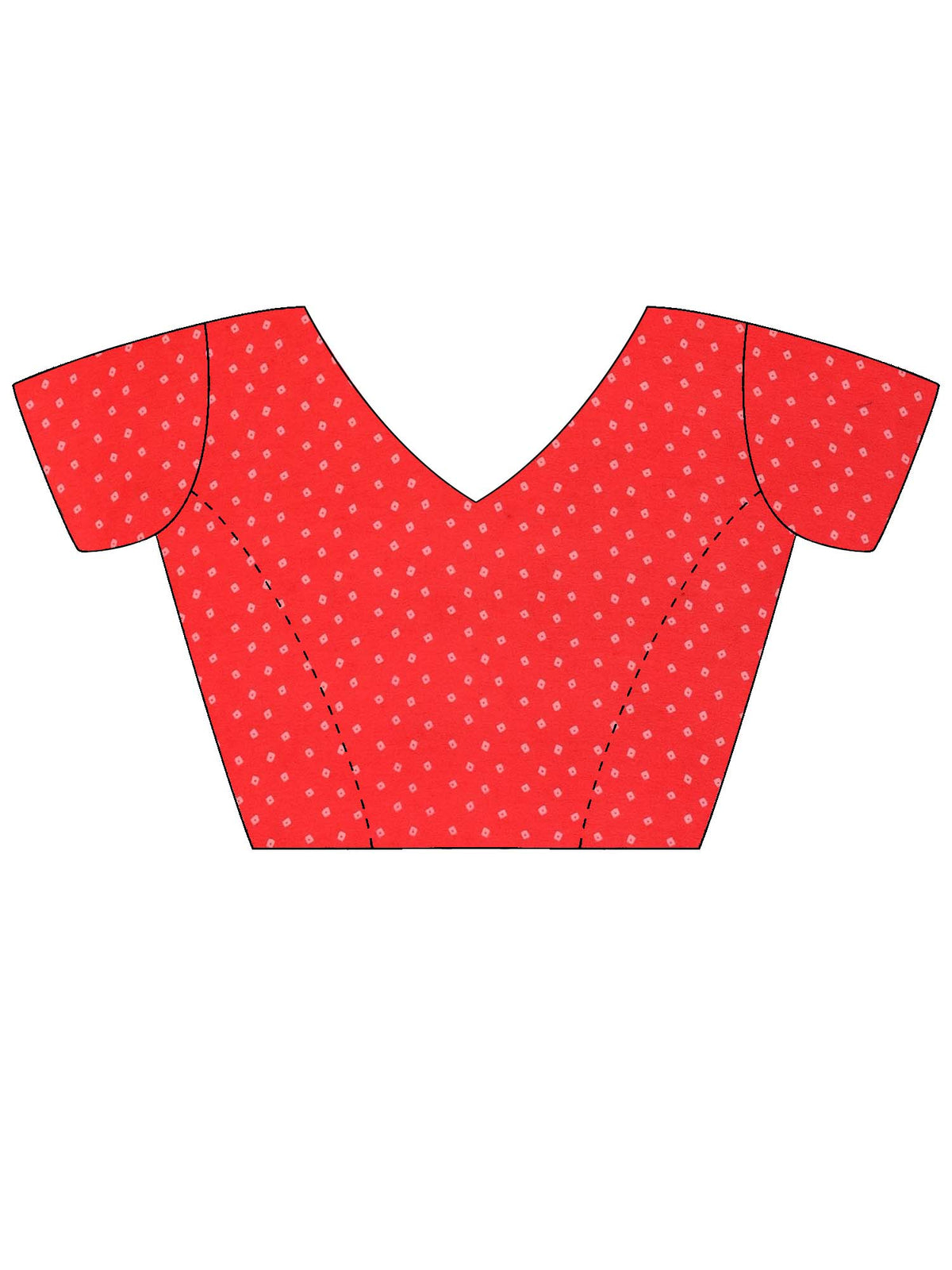 Unstitched red georgette blouse piece with bandhani design