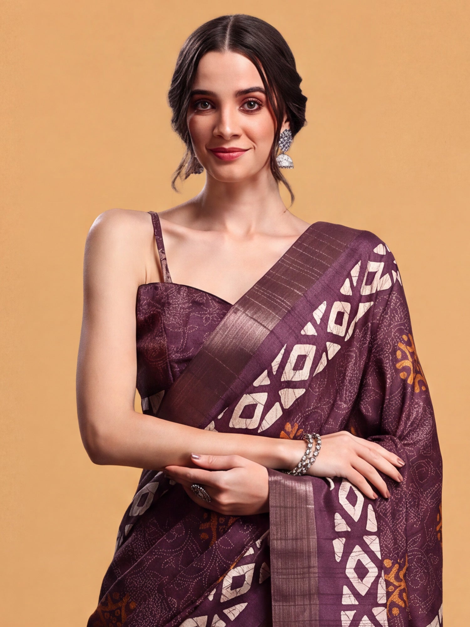 Burgundy Silk Blend saree – detail view 4