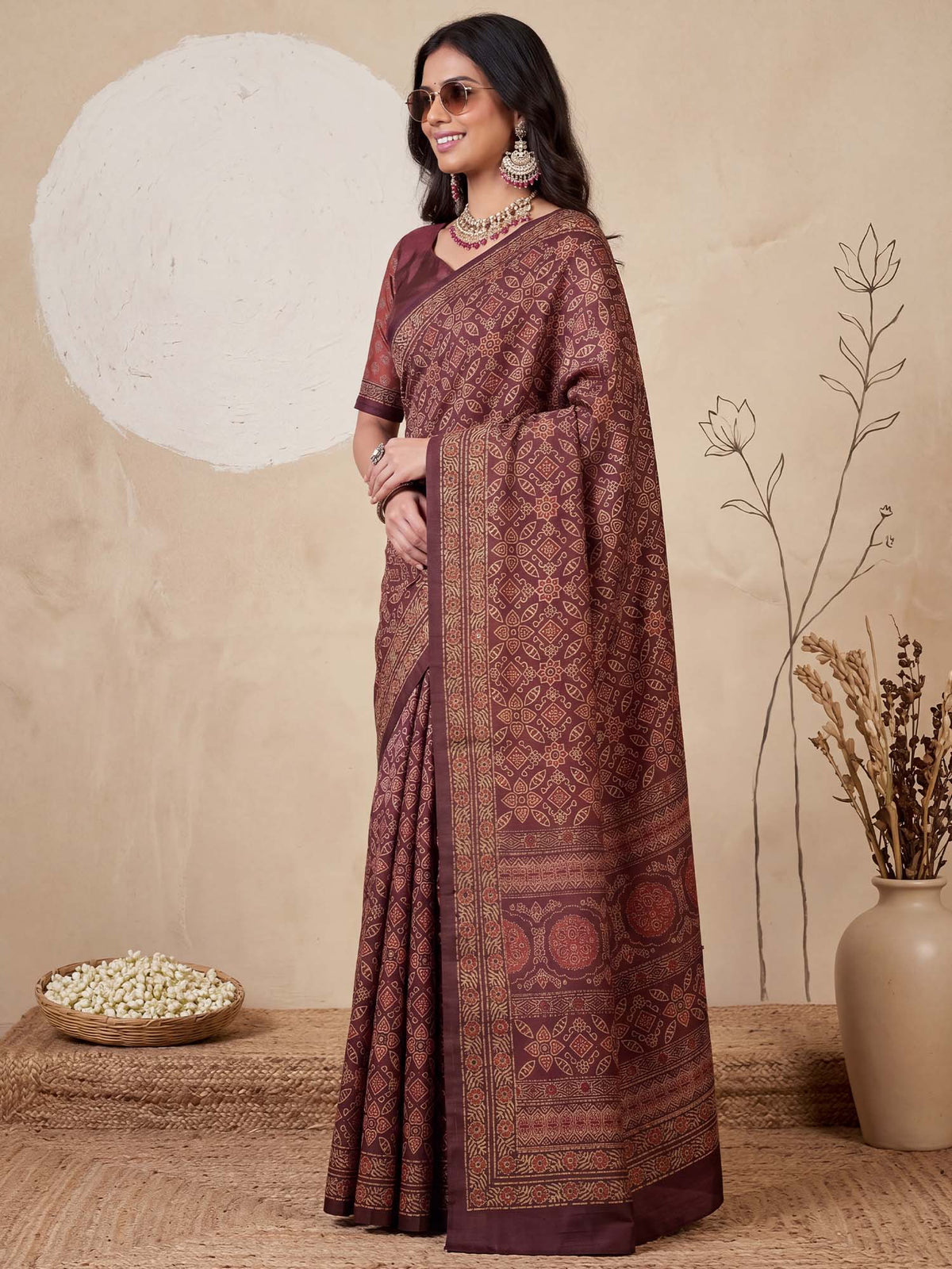Maroon Silk Blend saree – detail view 3