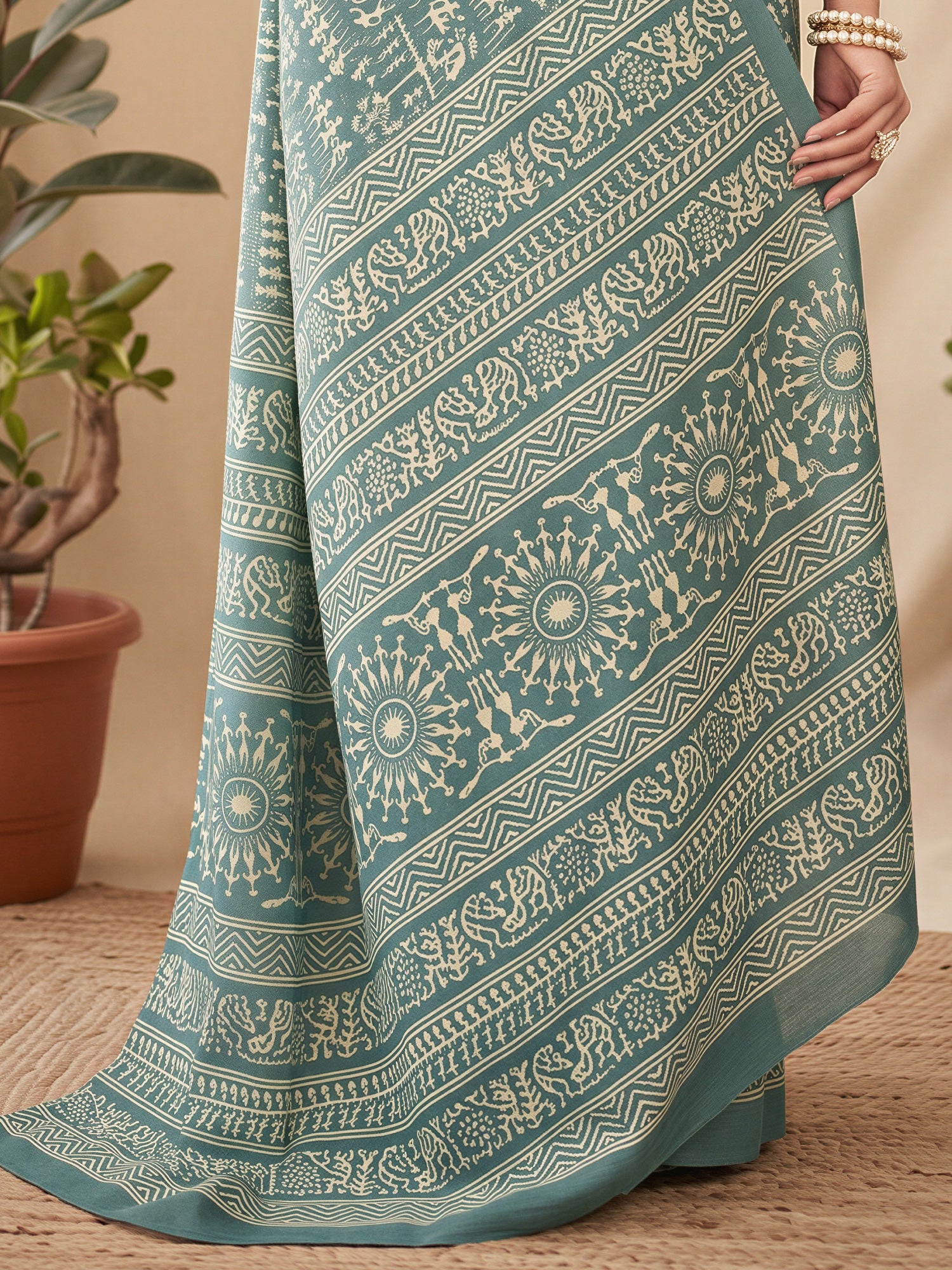 Seagreen Dola Silk saree – detail view 5