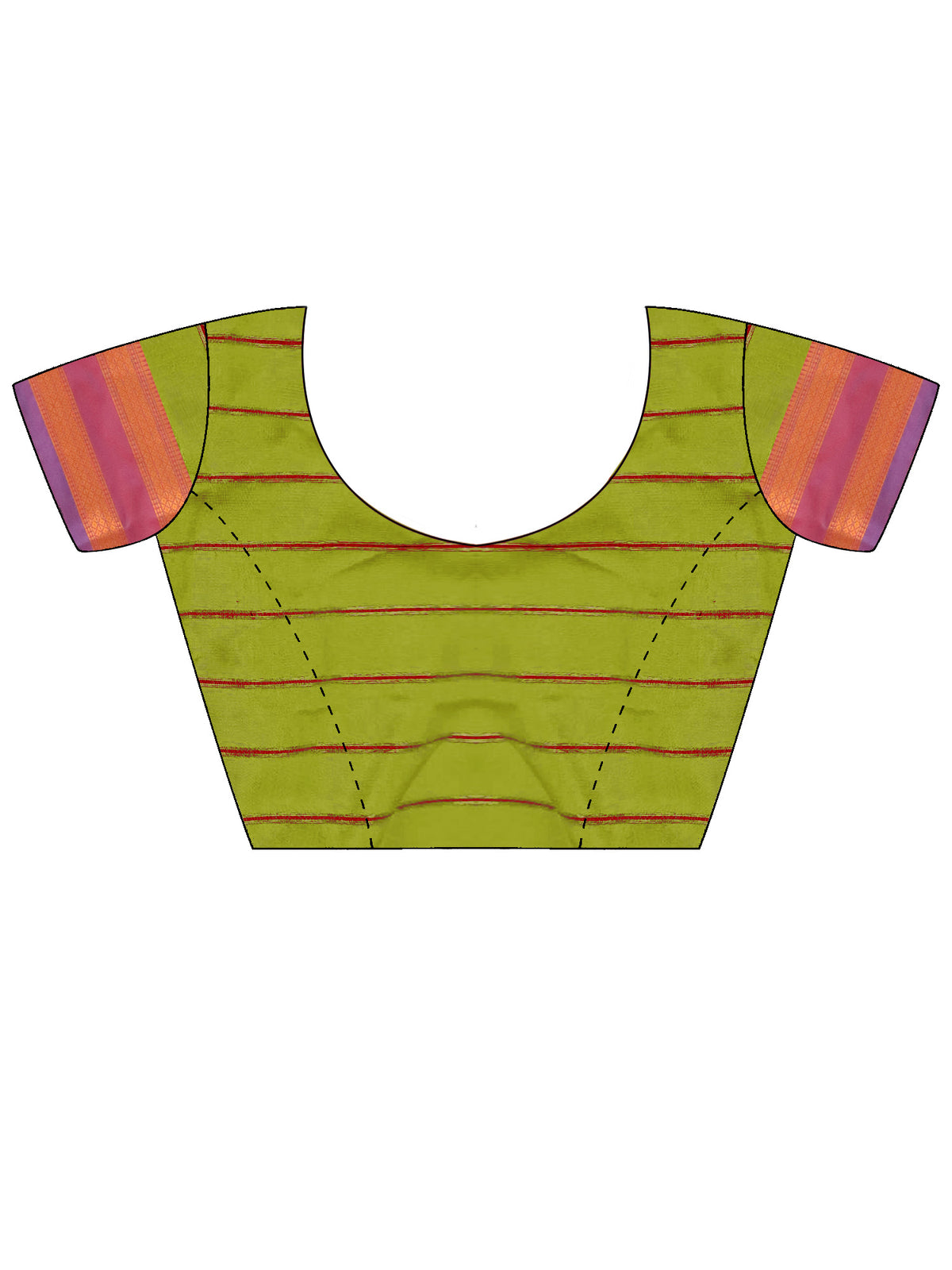 Unstitched light green soft silk blouse piece with striped design
