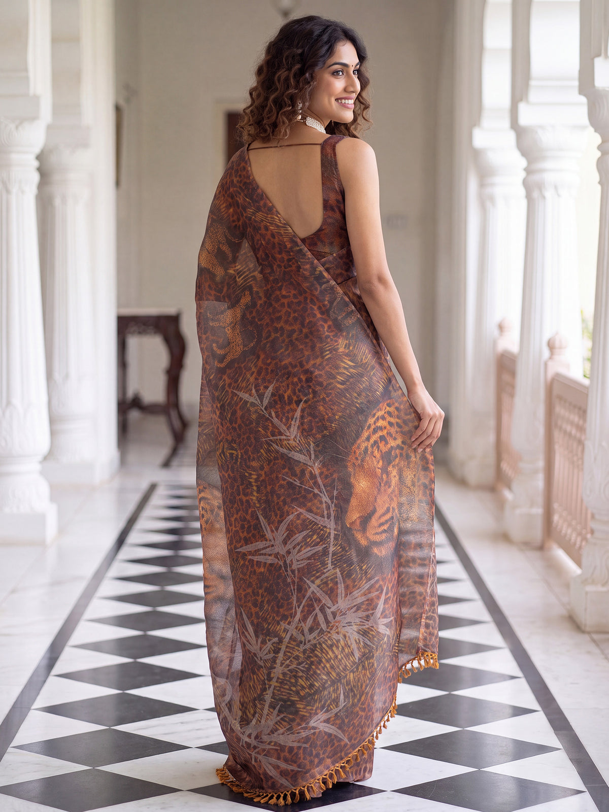 Brown Cotton Silk saree – detail view 1