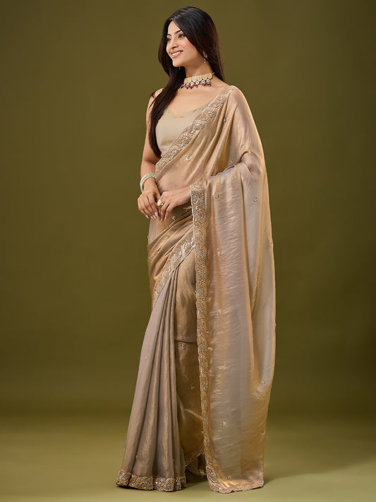 Metallic Satin saree – detail view 1