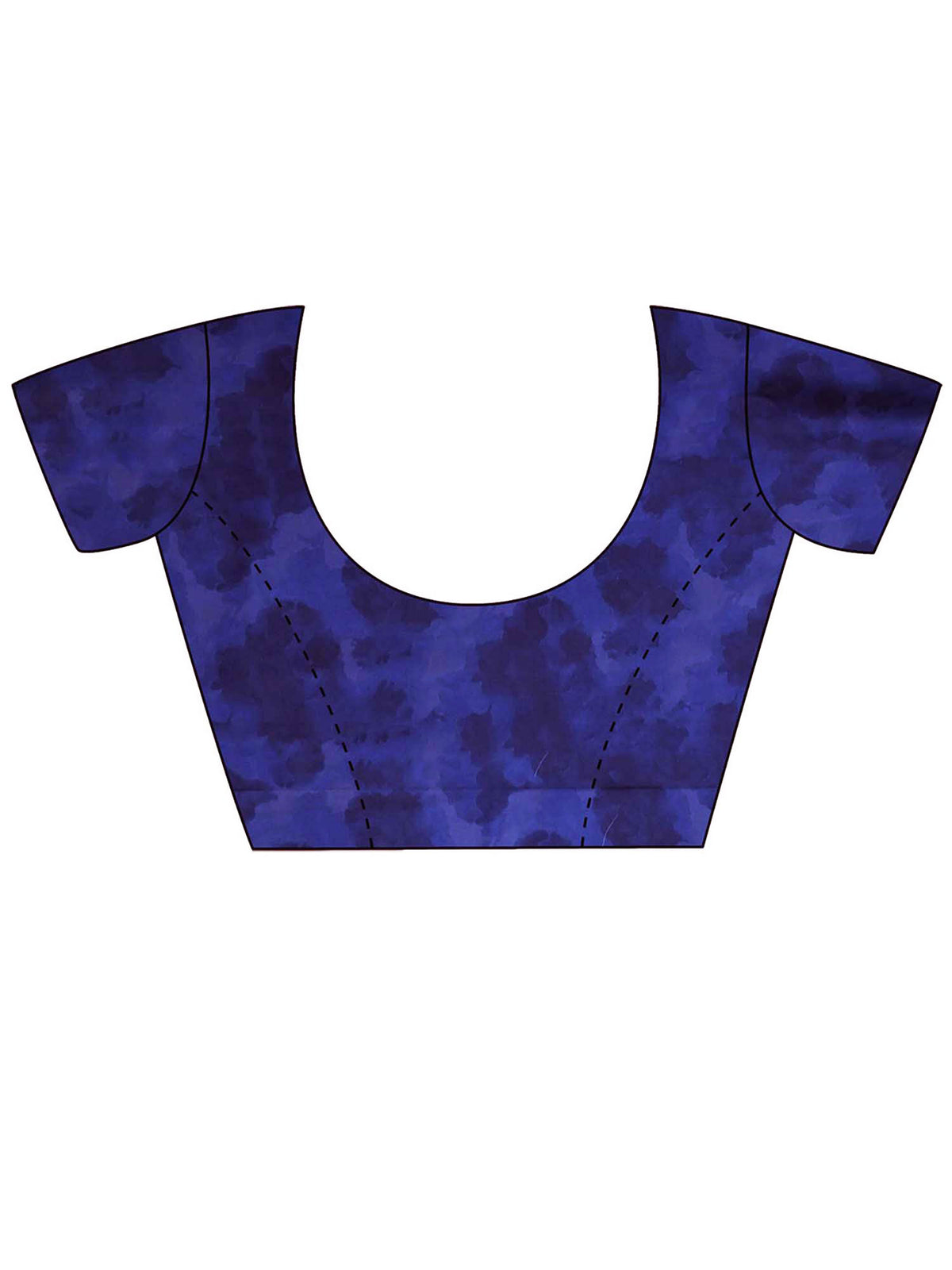 Unstitched navy blue satin silk blouse piece with abstract design