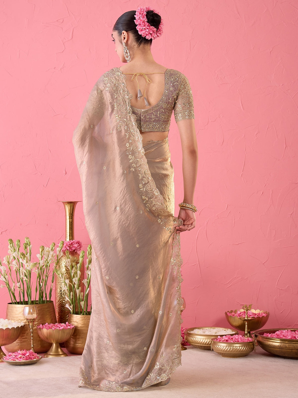 Metallic Satin saree – detail view 6