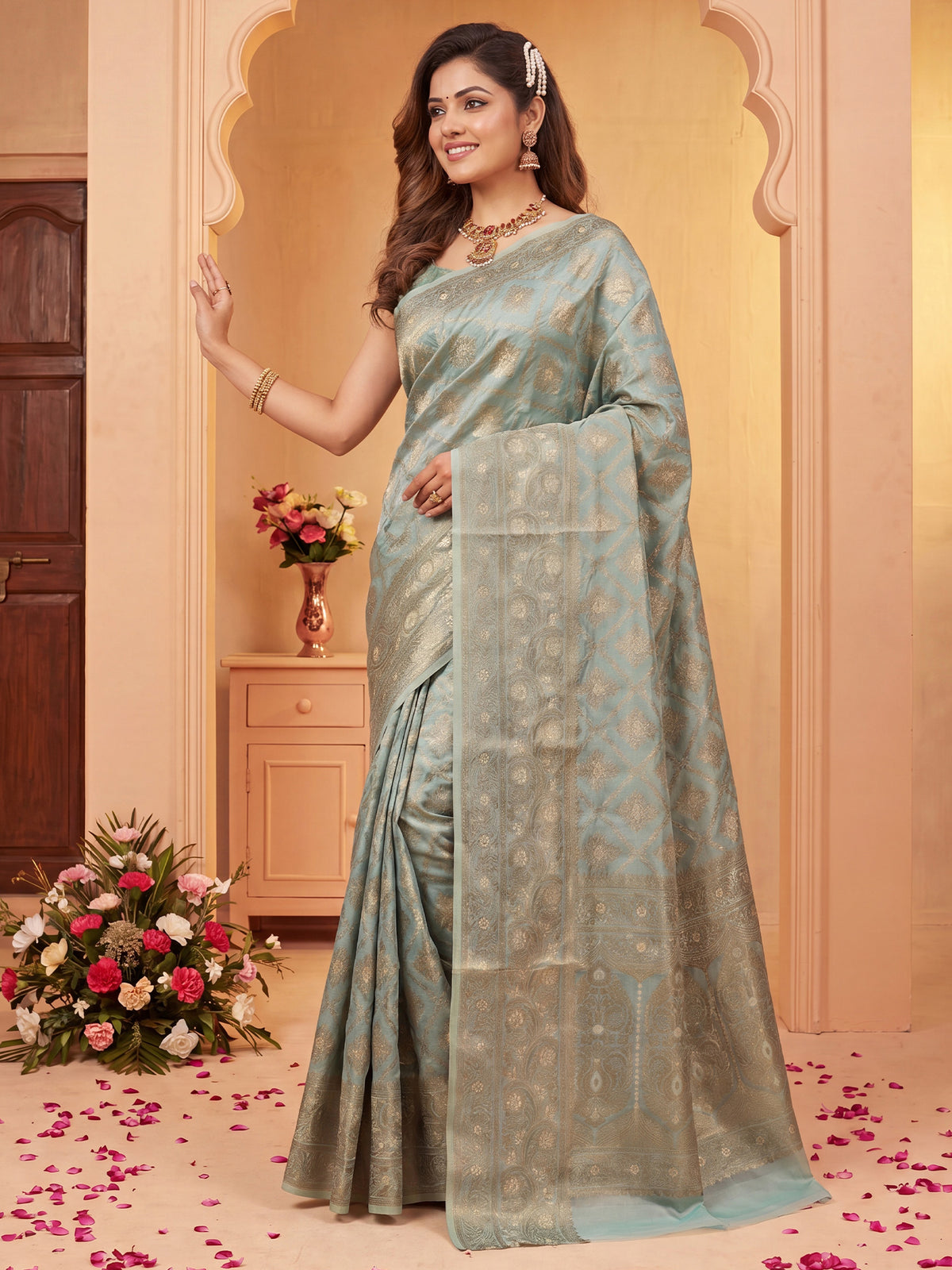Light Blue Silk Blend saree – detail view 3