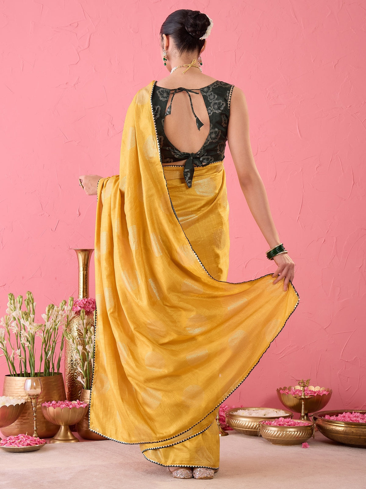 Mustard Dola Silk saree – detail view 6