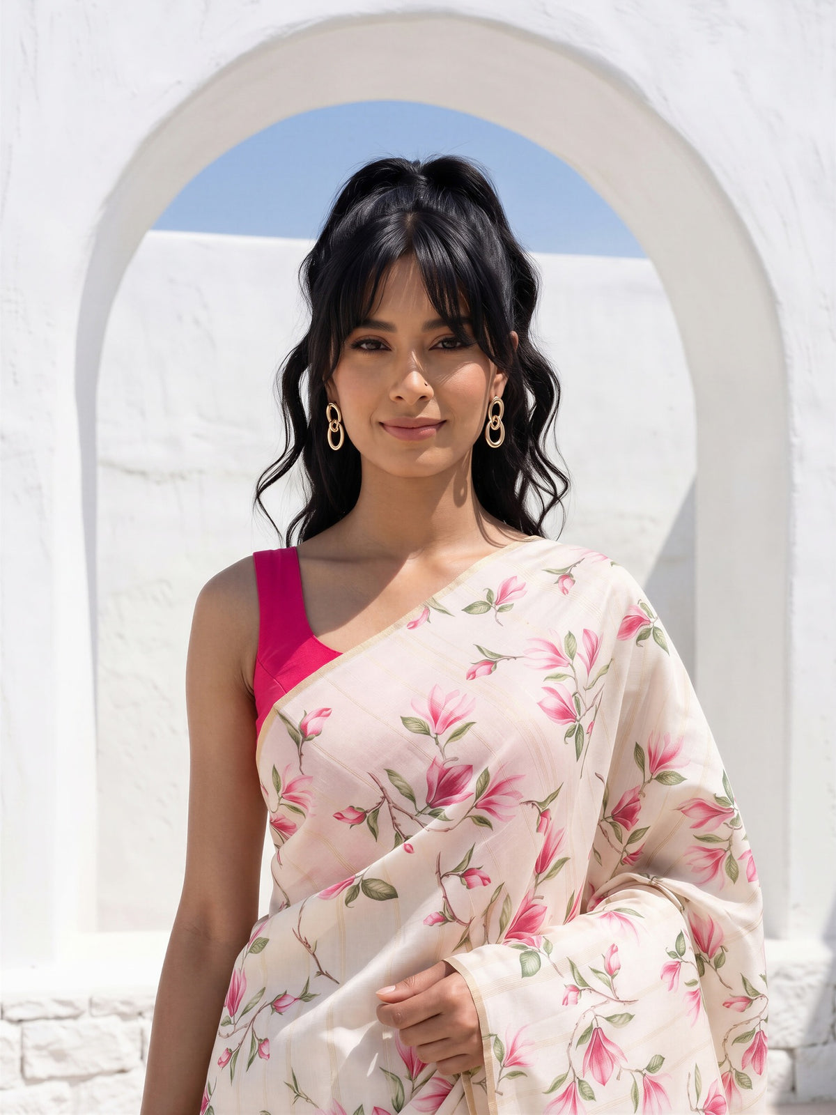 Off White Cotton Blend saree – detail view 4