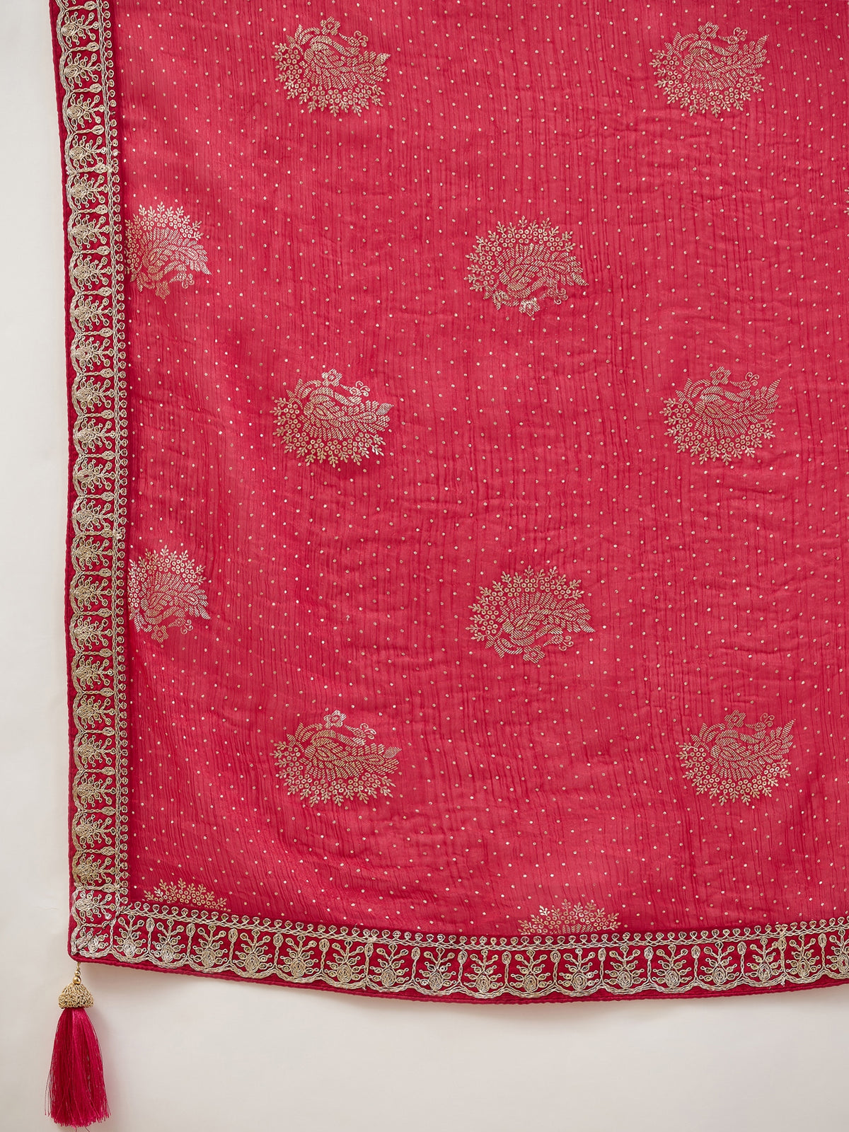 Red Chiffon saree – detail view 5