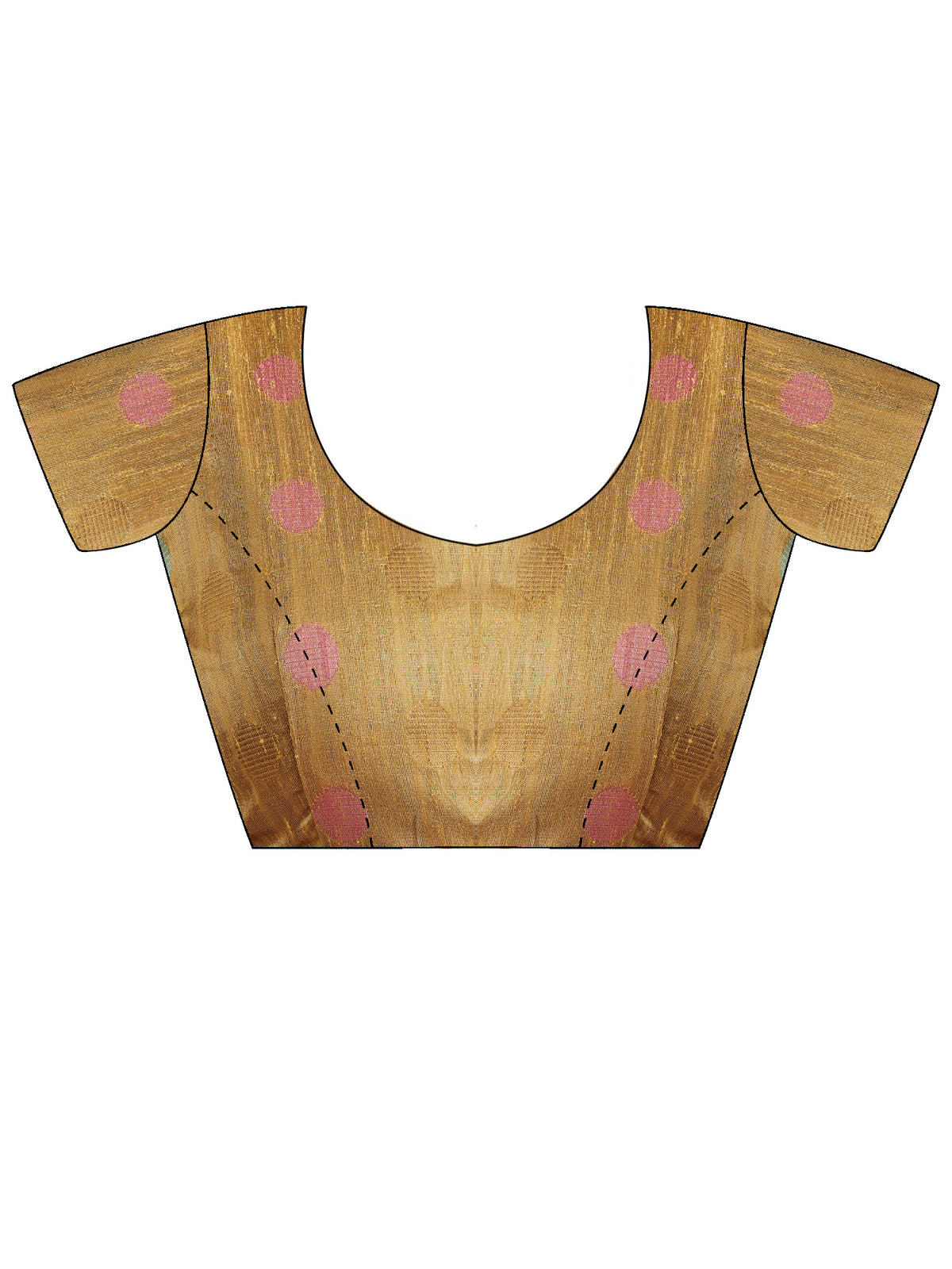 Unstitched mustard bhagalpuri silk blouse piece with ethnic motif design
