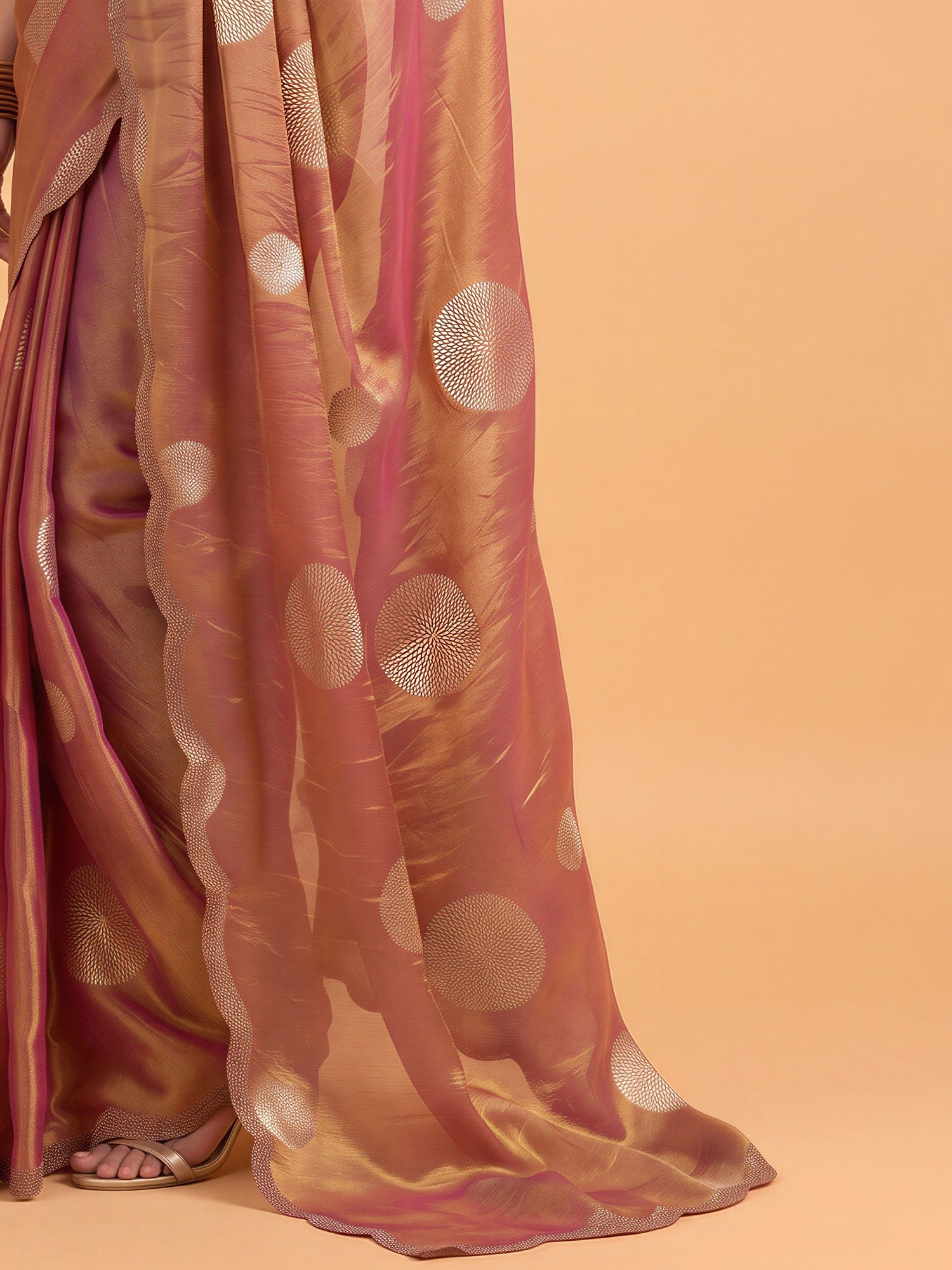 Rust Satin Silk saree – detail view 5
