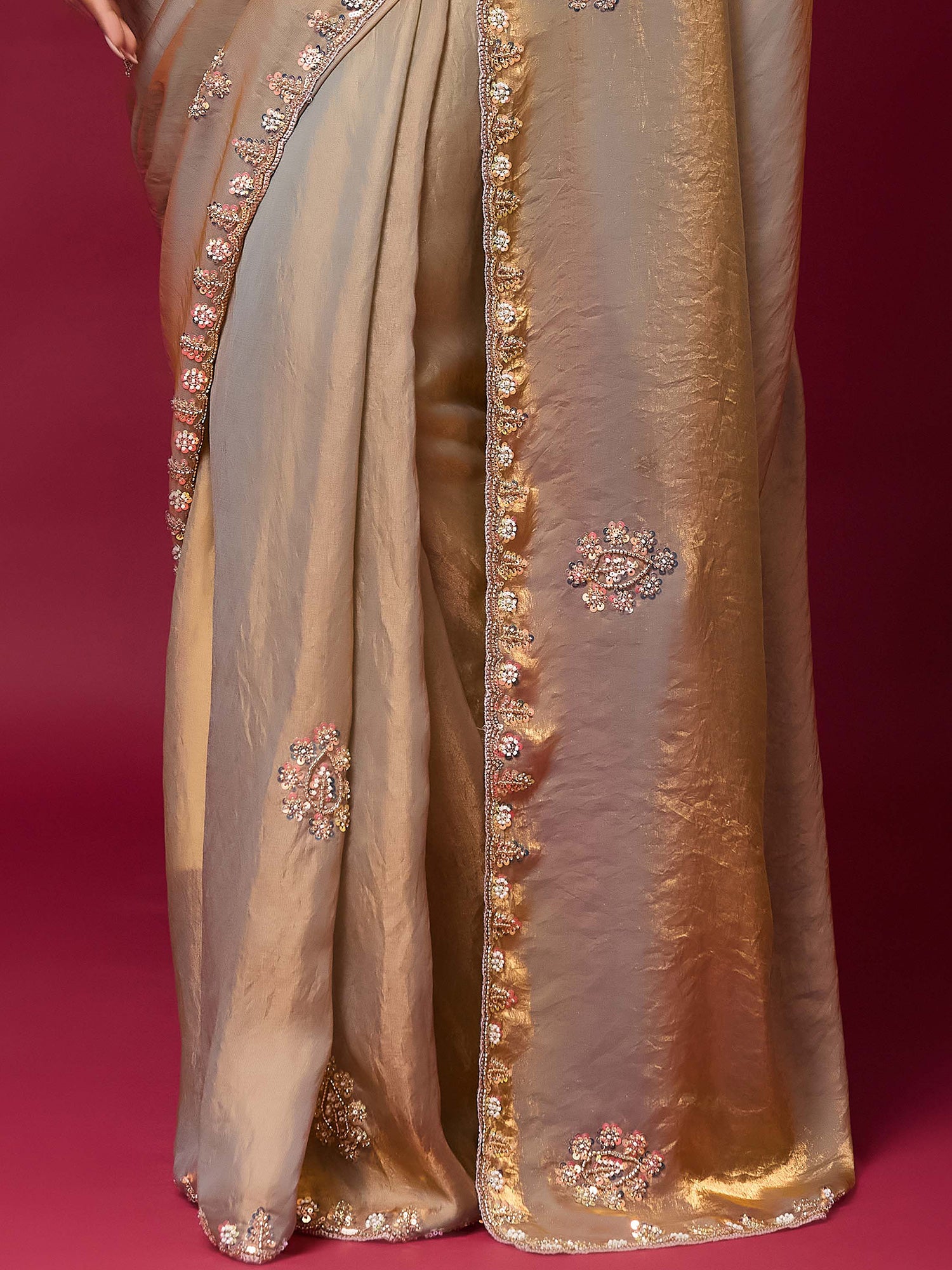 Metallic Satin Silk saree – detail view 5